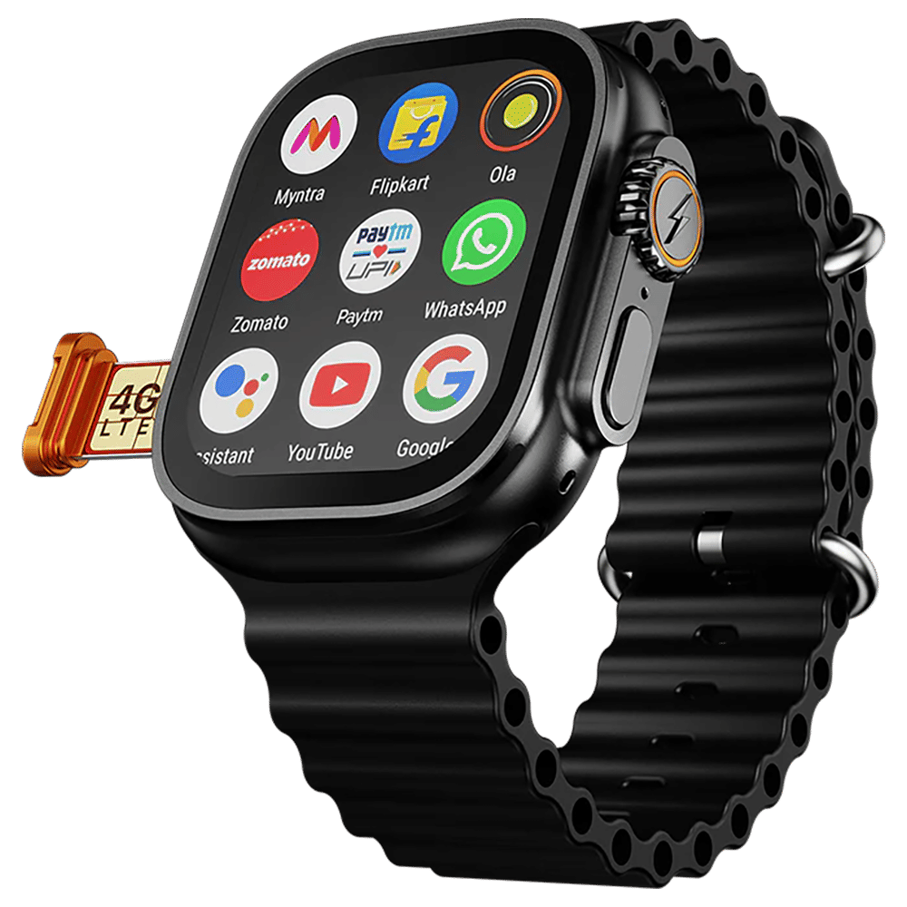 FIRE-BOLTT Oracle Wi-Fi+4G SIM Android OS Wristphone (49mm Display, In Built GPS, Onyx Wave Strap)
