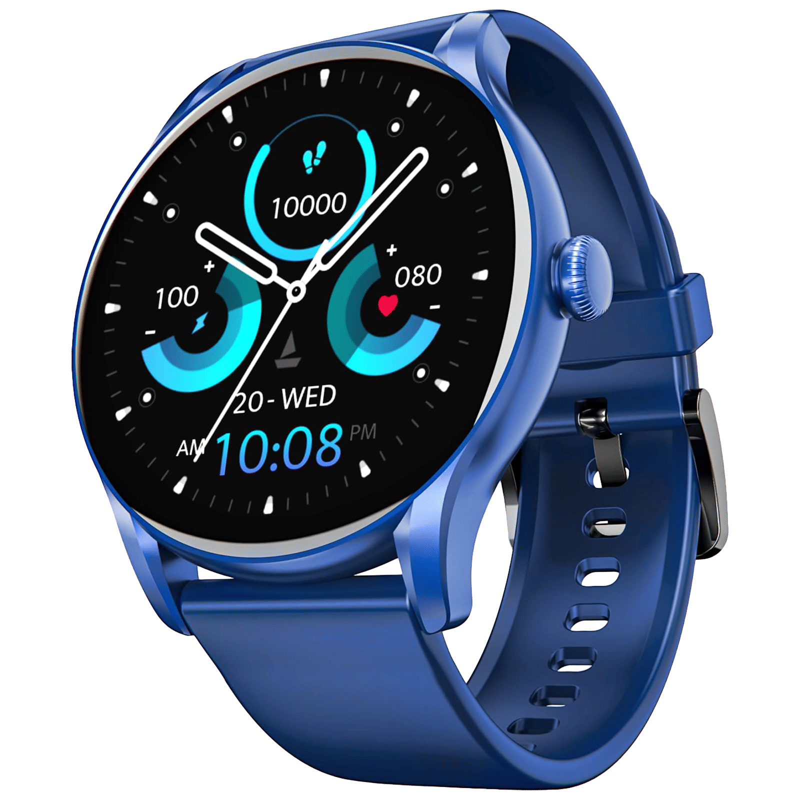 boAt Lunar Connect Ace Smartwatch with Bluetooth Calling (36.3mm AMOLED Display, IP68 Water Resistant, Indigo Blue Strap)