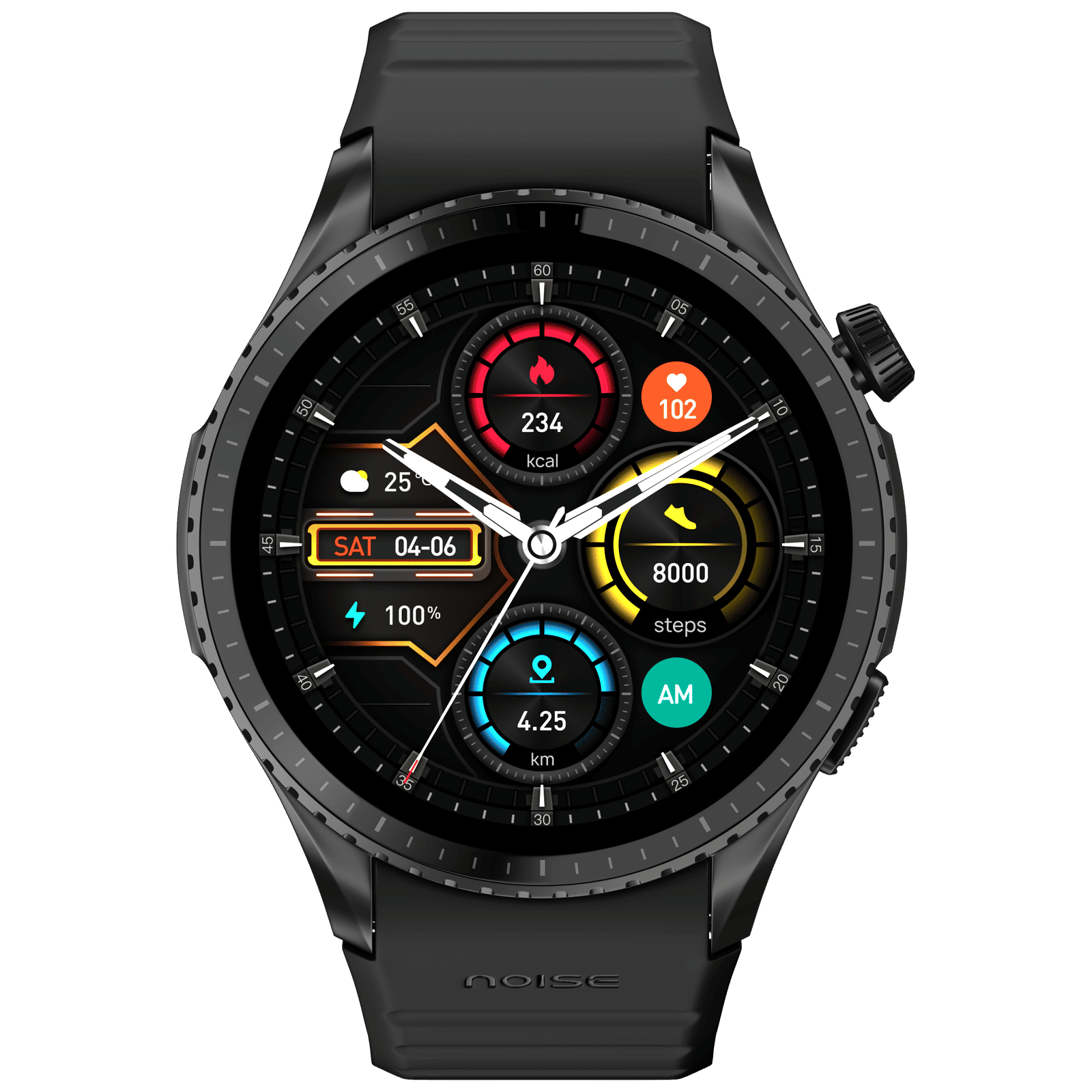noise Origin Smartwatch with Activity Tracker (37.08mm AMOLED Display, 3ATM Water Resistant, Jet Black Strap)