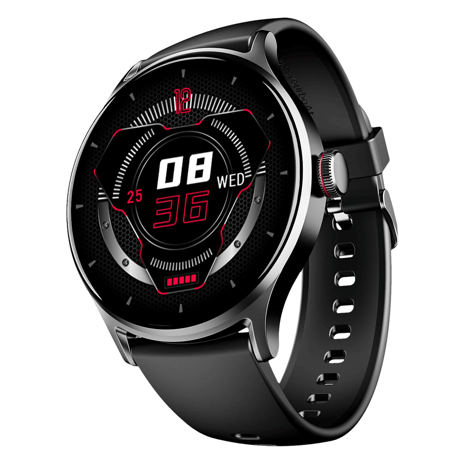 boAt Lunar Vista Smartwatch with Bluetooth Calling (38.6mm HD Display, IP68 Sweat Resistant, Active Black Strap)
