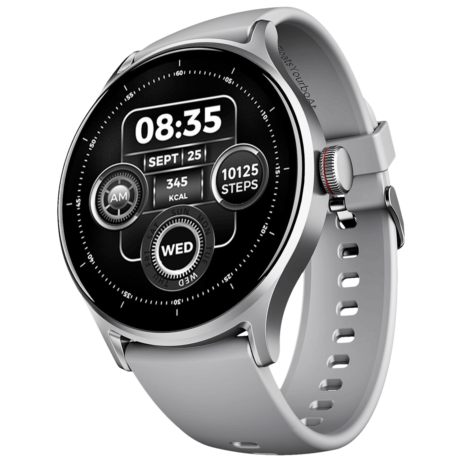 boAt Lunar Vista Smartwatch with Bluetooth Calling (38.60mm HD Display, IP67 Splash Resistant, Cool Grey Strap)