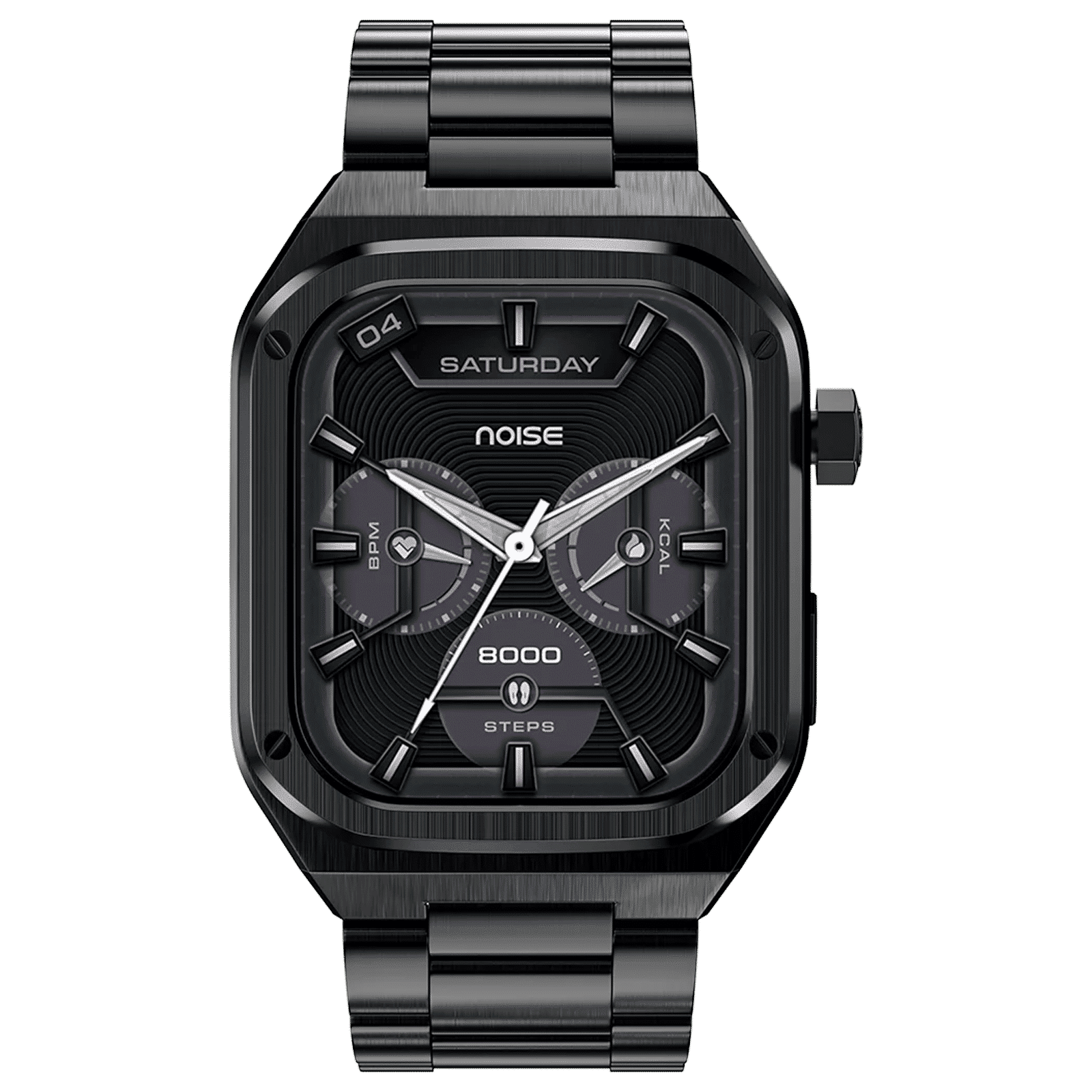 noise ColorFit Chrome Smartwatch with Bluetooth Calling (46.9mm AMOLED Display, IP68 Water Resistant, Elite Black Strap)