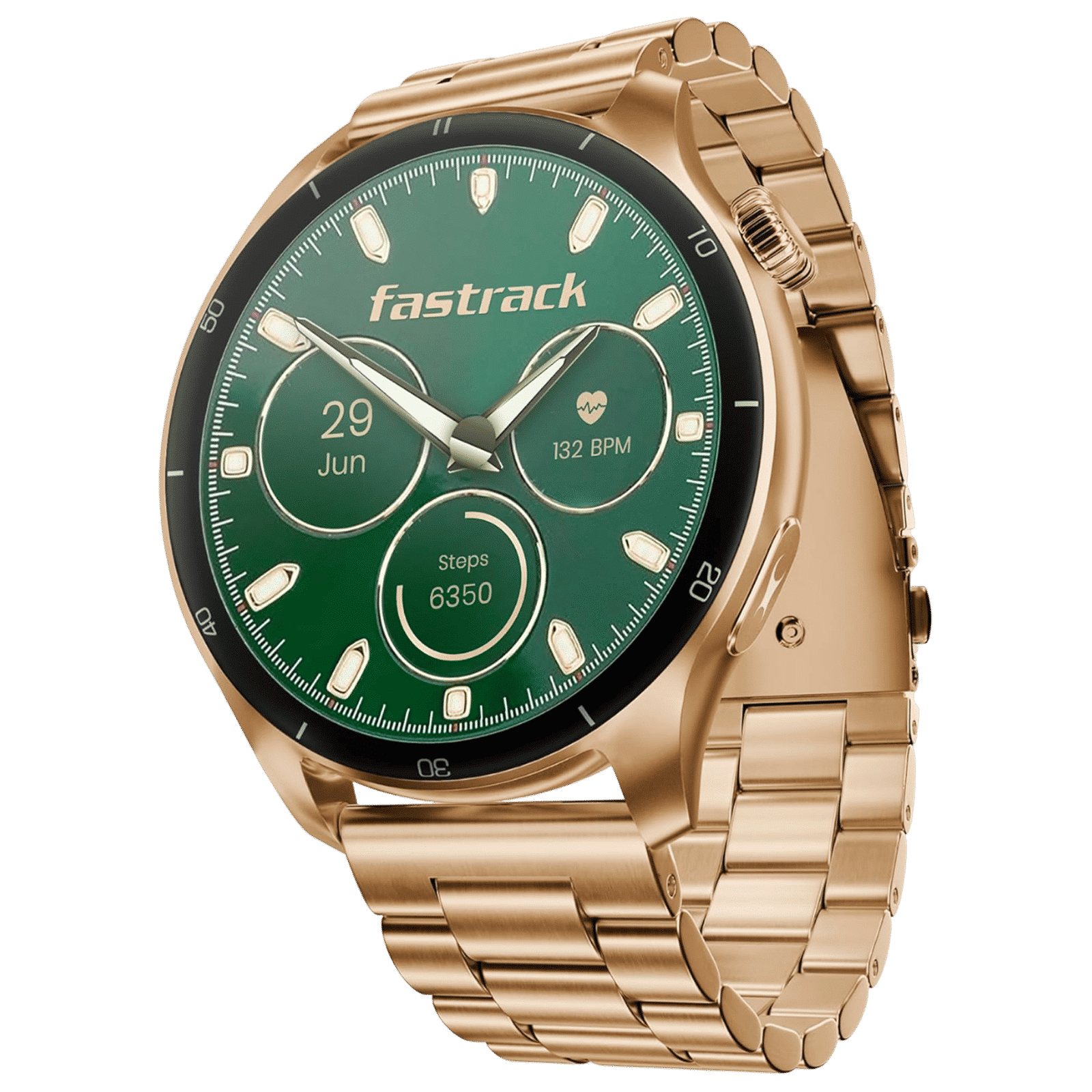 fastrack Dezire FX1 PRO Smartwatch with Bluetooth Calling (36.3mm AMOLED Display, IP68 Water Resistant, Rose Gold Strap)