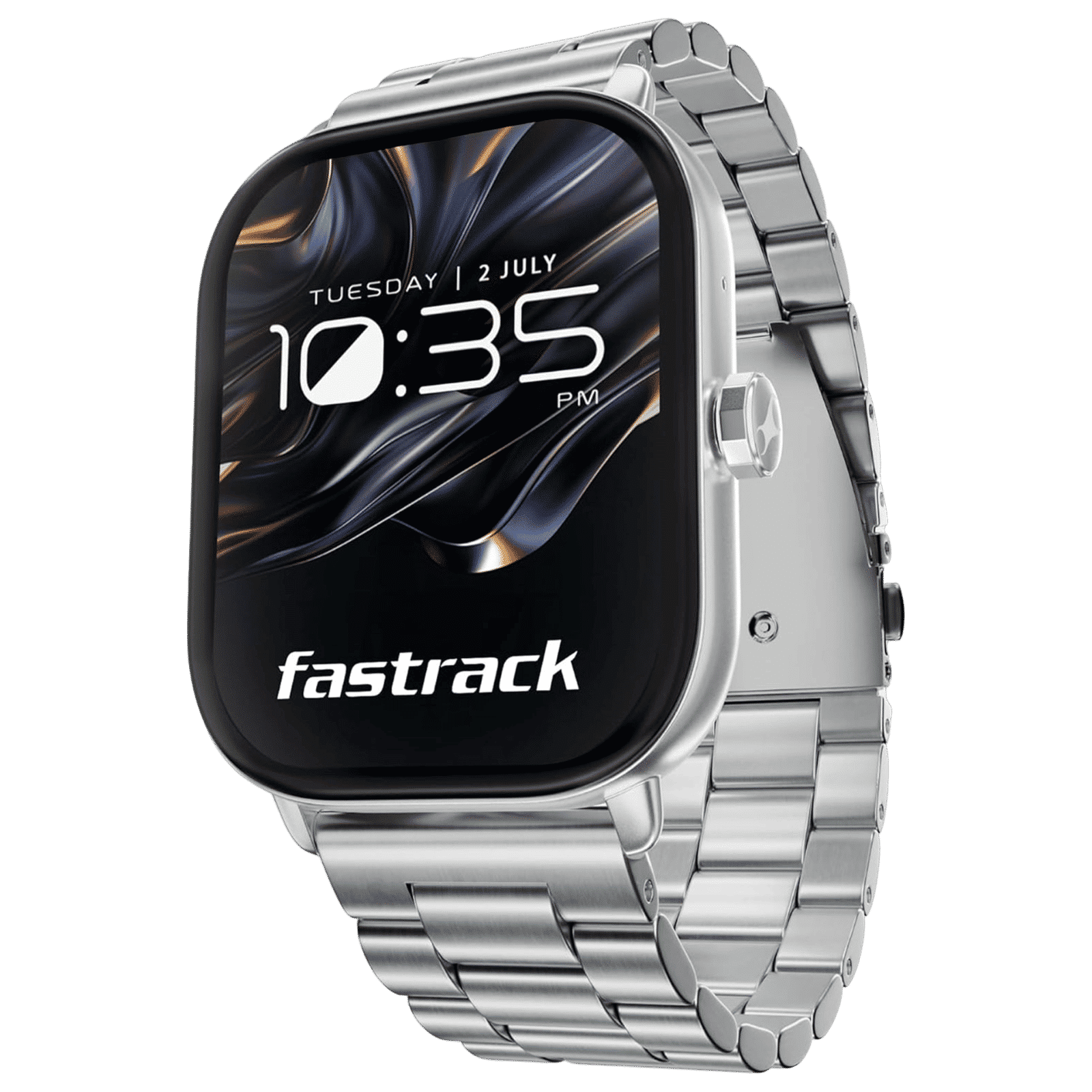 fastrack Radiant FX2 Smartwatch with Bluetooth Calling (51.8mm AMOLED Display, IP68 Water Resistant, Silver Metal Strap)