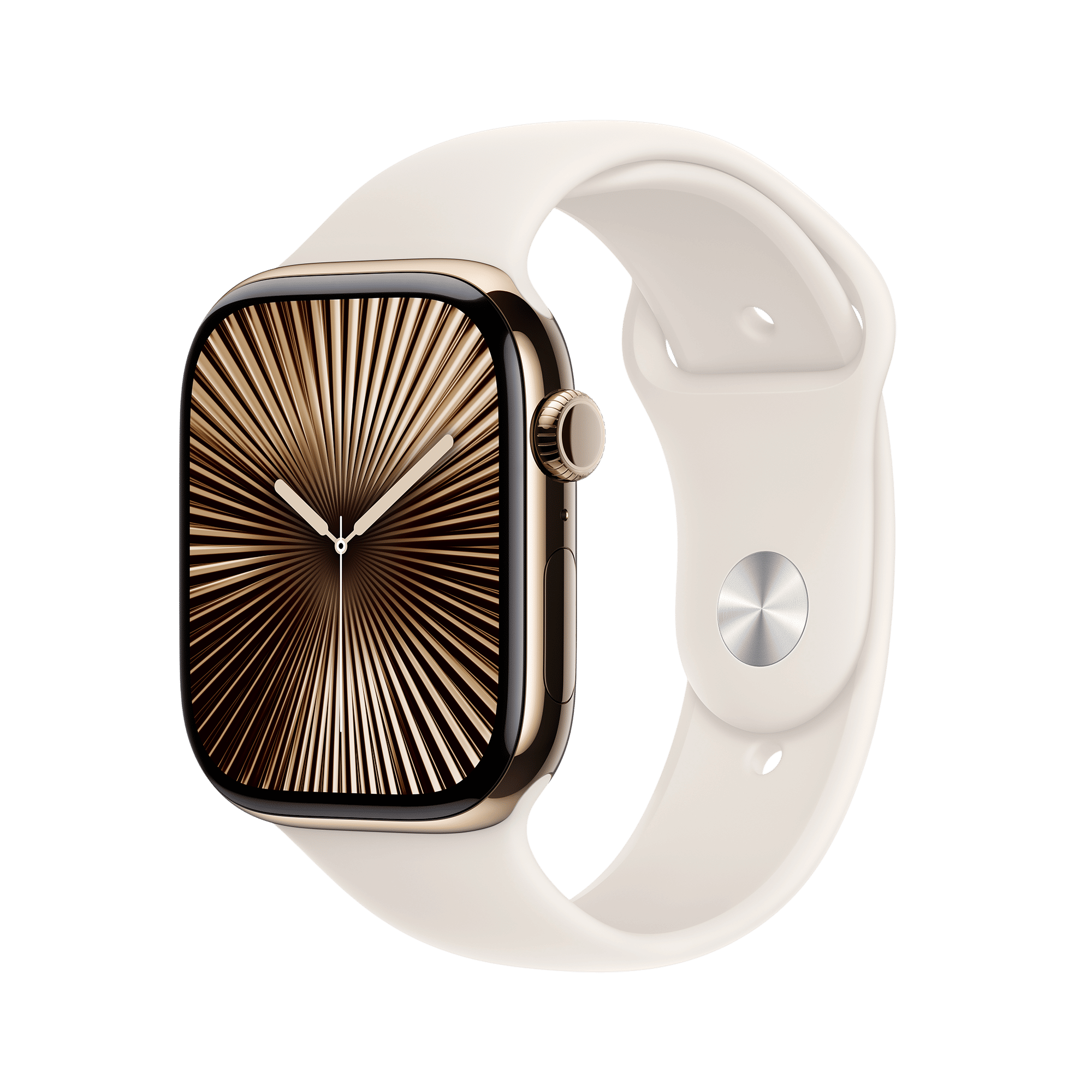 Apple Watch Series 10 GPS+Cellular with Sport Band - M/L (46mm Retina LTPO3 OLED Display, Gold Titanium Case)