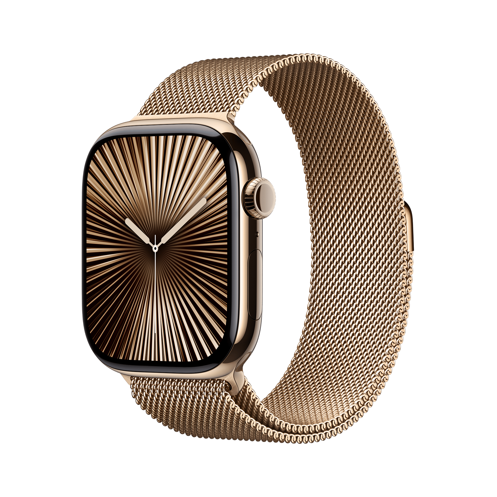 Apple Watch Series 10 GPS+Cellular with Milanese Loop - M/L (46mm Retina LTPO3 OLED Display, Gold Titanium Case)