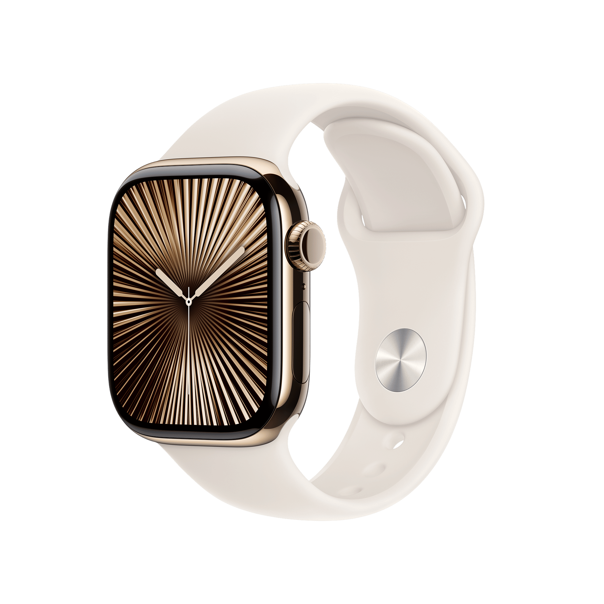 Apple Watch Series 10 GPS+Cellular with Sport Band - S/M (42mm Retina LTPO3 OLED Display, Gold Titanium Case)