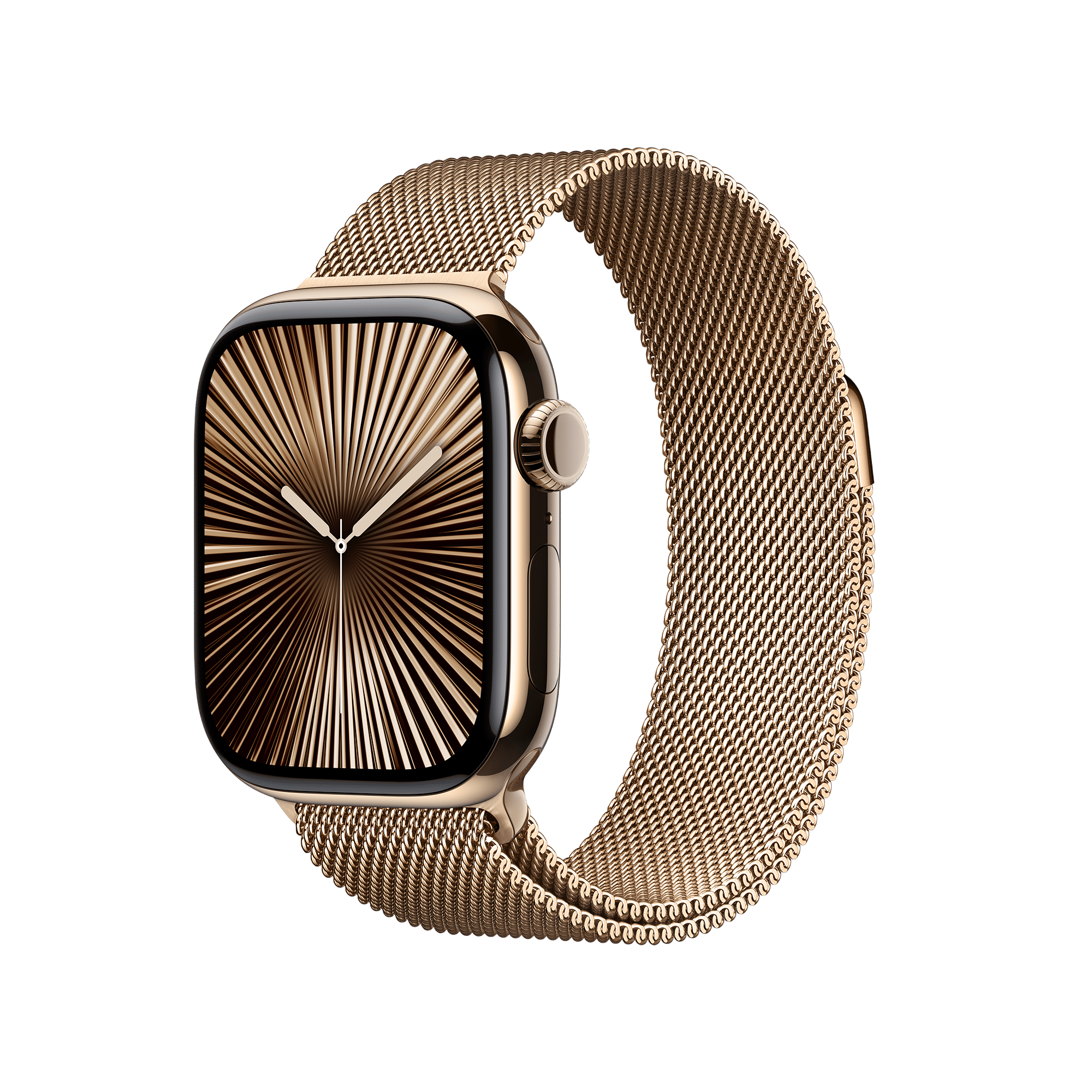 Apple Watch Series 10 GPS+Cellular with Milanese Loop (42mm Retina LTPO3 OLED Display, Gold Titanium Case)