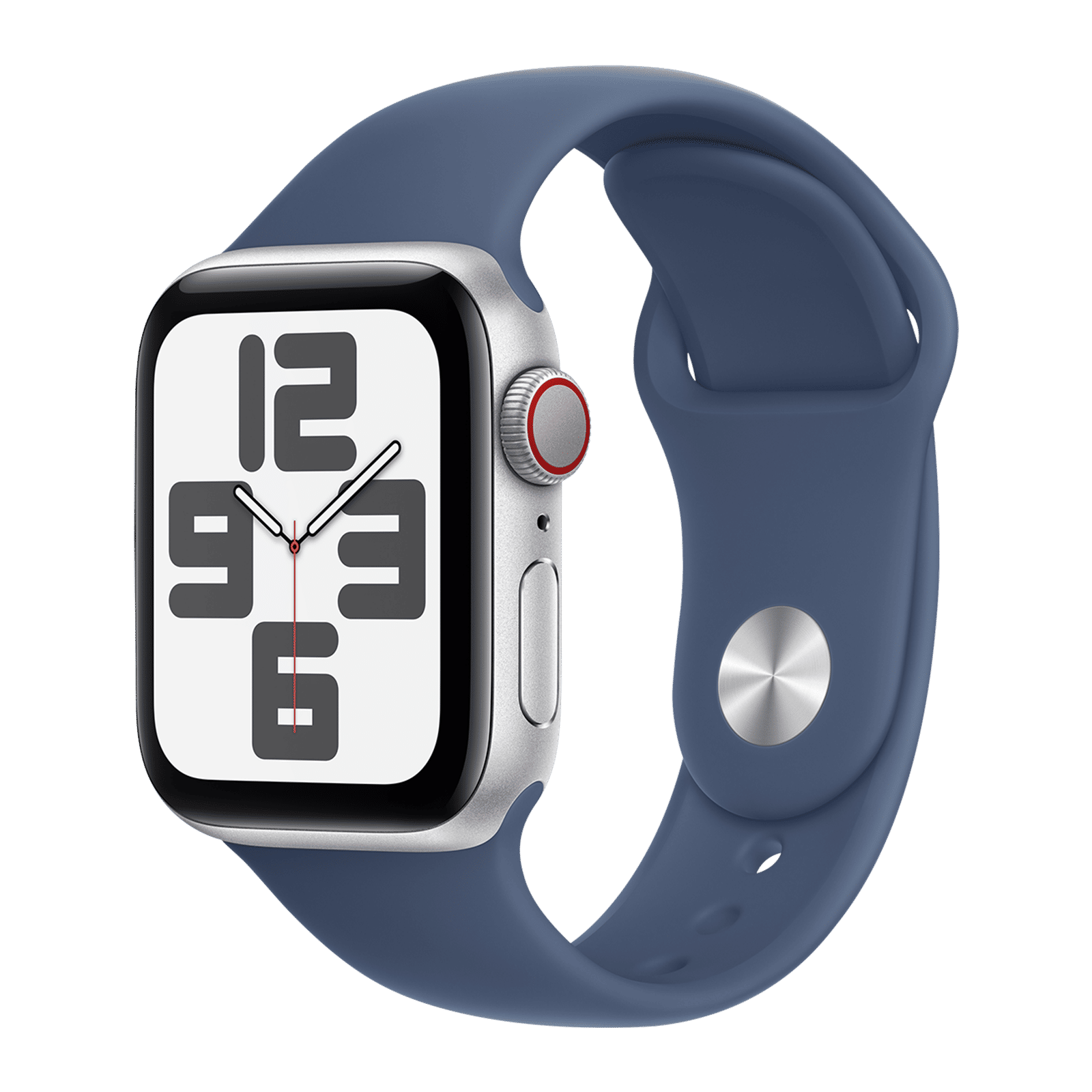 Apple Watch SE GPS+Cellular with Denim Sport Band - S/M (40mm Retina LTPO OLED Display, Silver Aluminium Case)