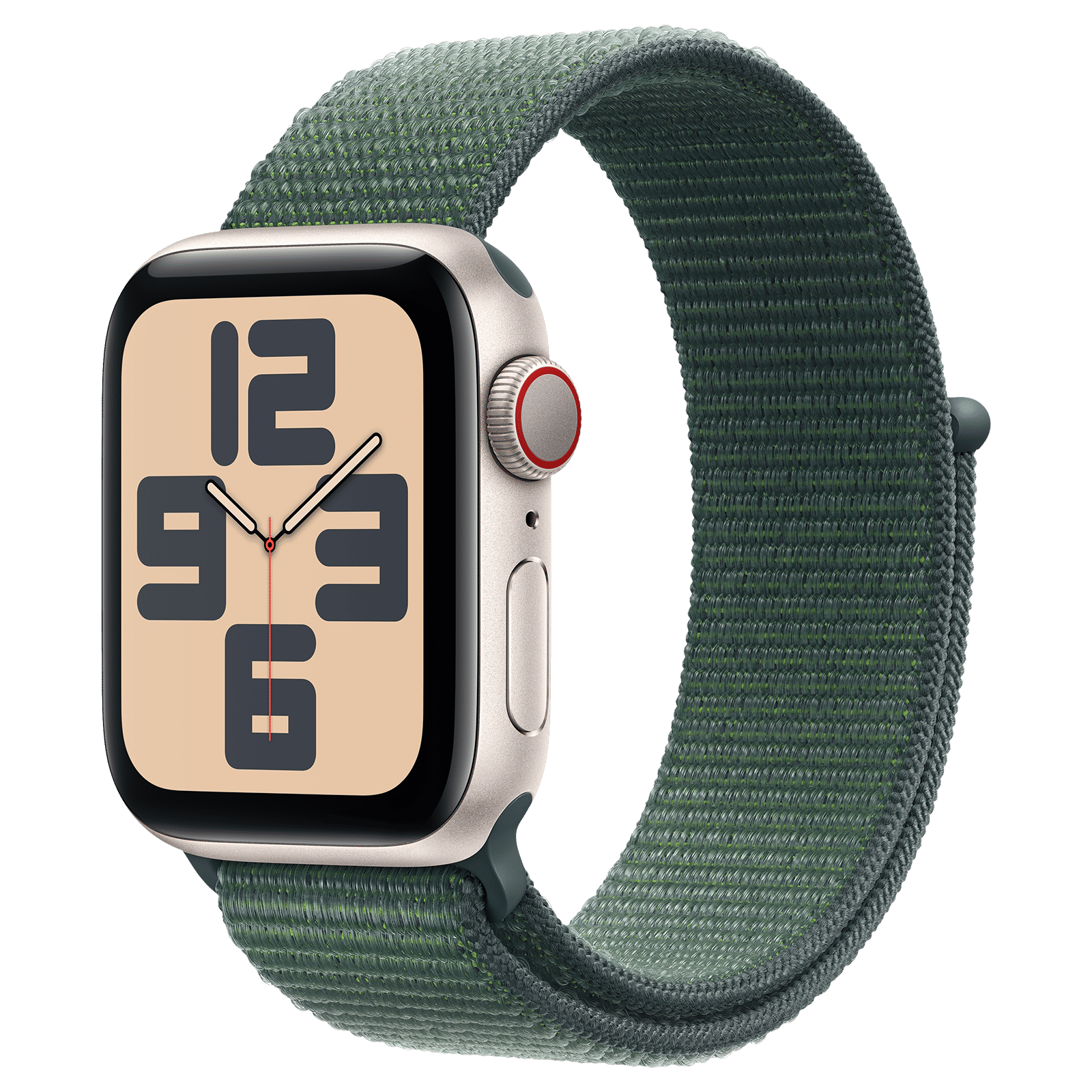 Apple Watch SE GPS+Cellular with Lake Green Sport Loop (40mm Retina LTPO OLED Display, Starlight Aluminium Case)