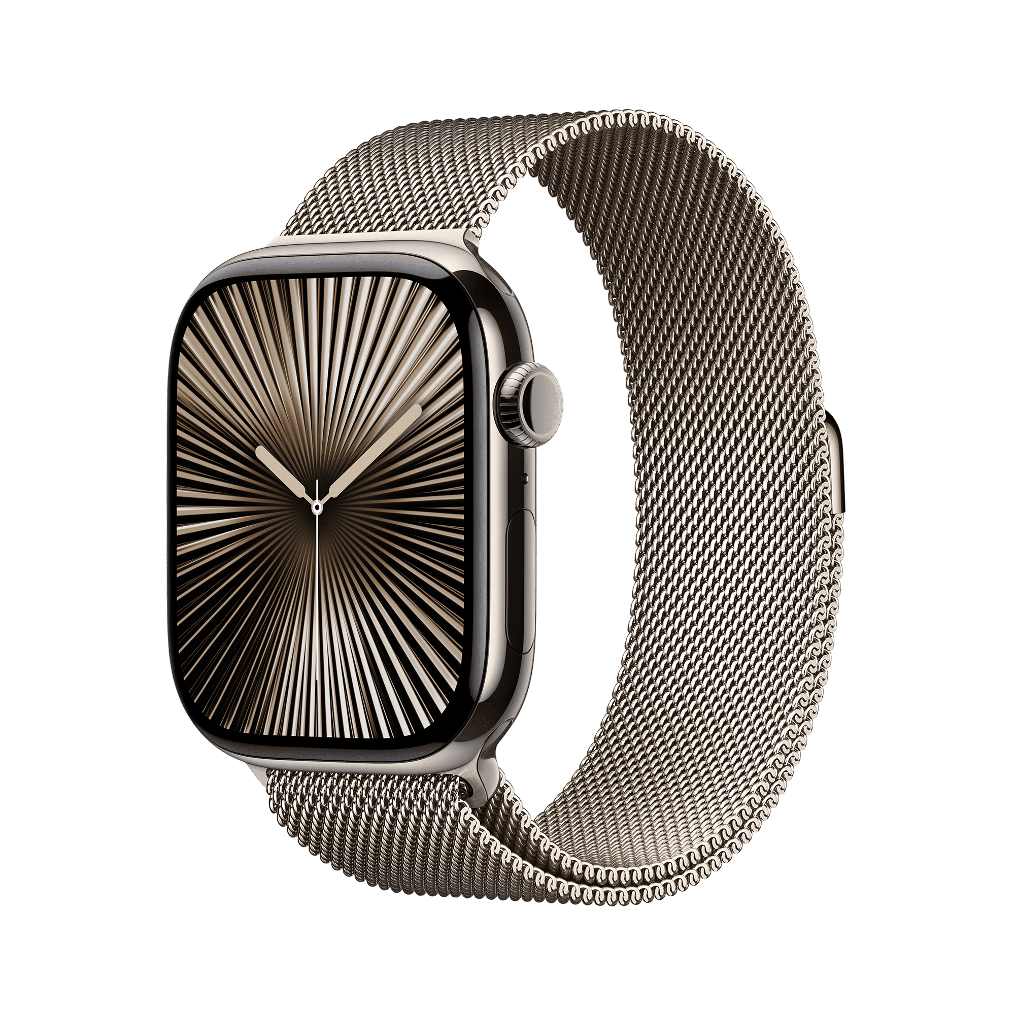 Apple Watch Series 10 GPS+Cellular with Milanese Loop - S/M (46mm Retina LTPO3 OLED Display, Natural Titanium Case)