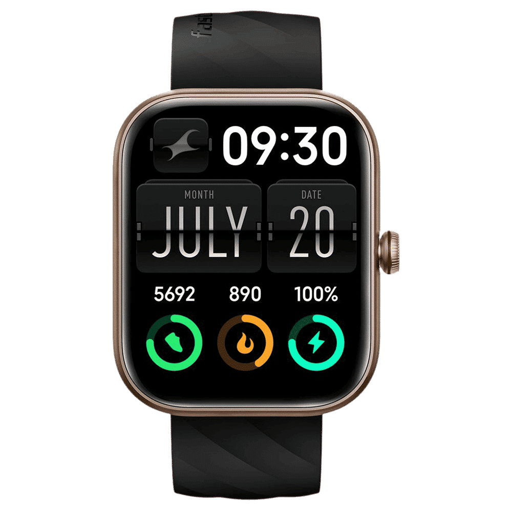 fastrack Kruz Plus Smartwatch with Functional Crown (48.5mm Super HD Display, Black Strap)