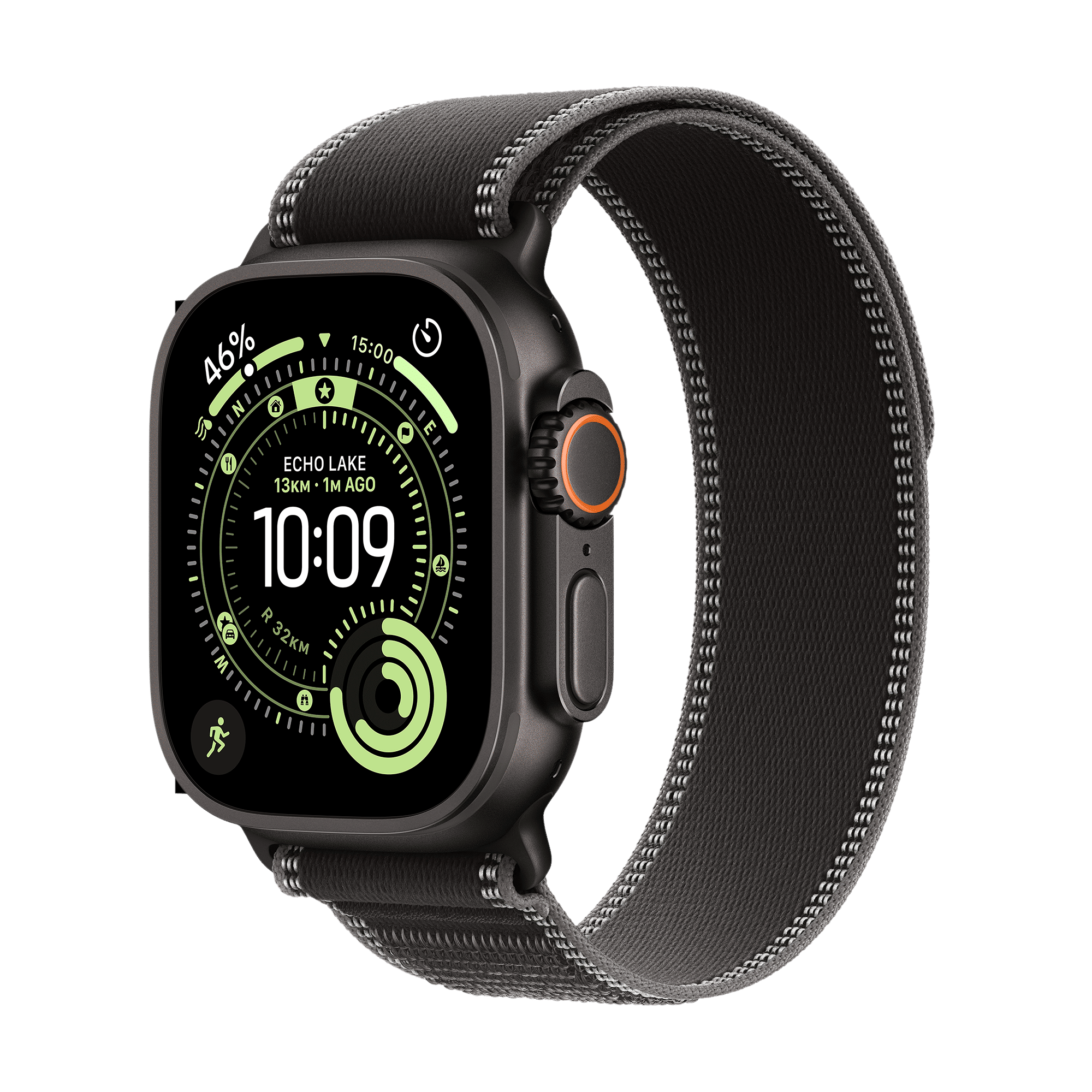Apple Watch Ultra 3 GPS+Cellular with Black/Charcoal Trail Loop - S/M (49mm Retina LTPO3 OLED Display, Black Titanium Case) 