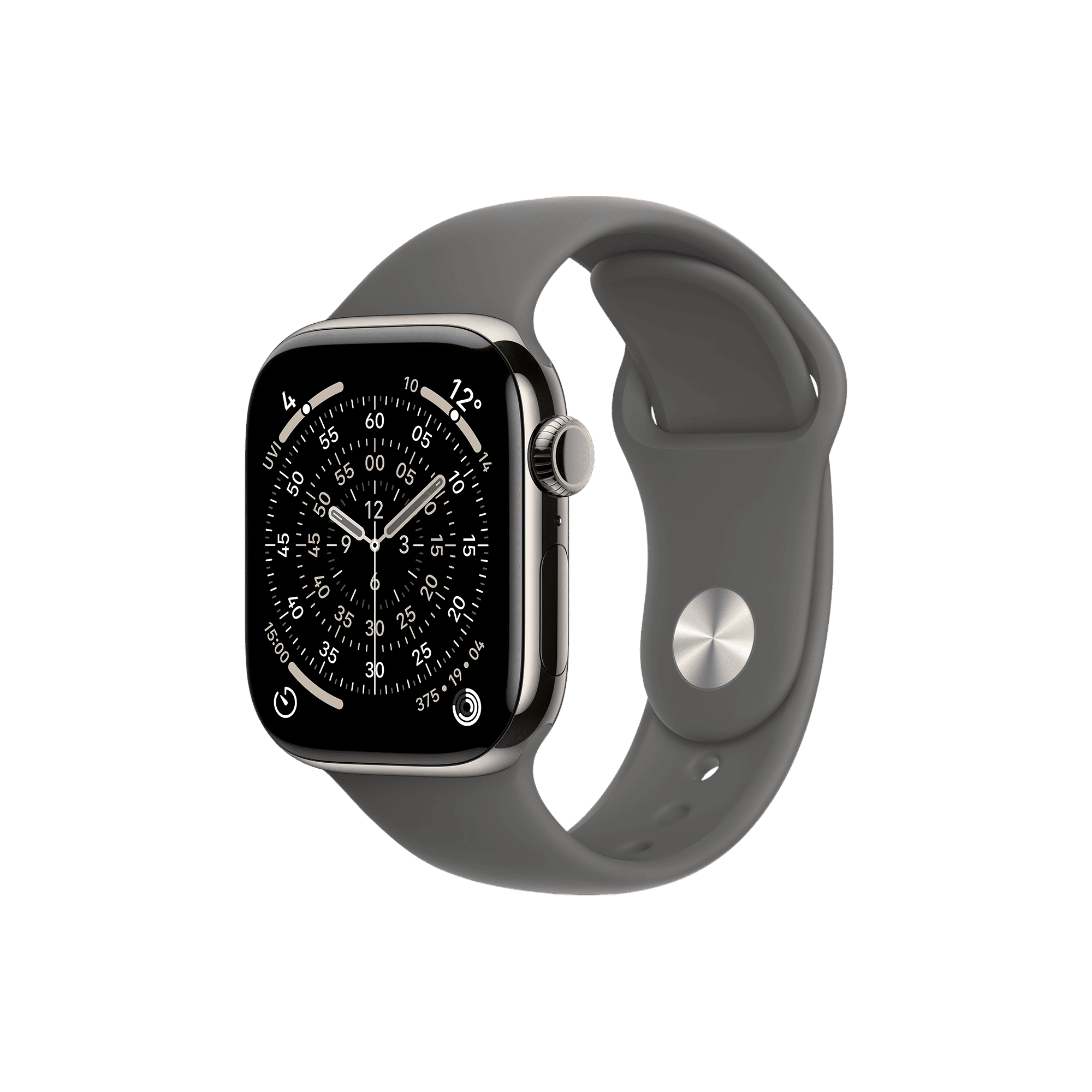 Apple Watch Series 11 GPS+Cellular with Stone Grey Sport Band - M/L (42mm Retina LTPO3 OLED Display, Natural Titanium Case)