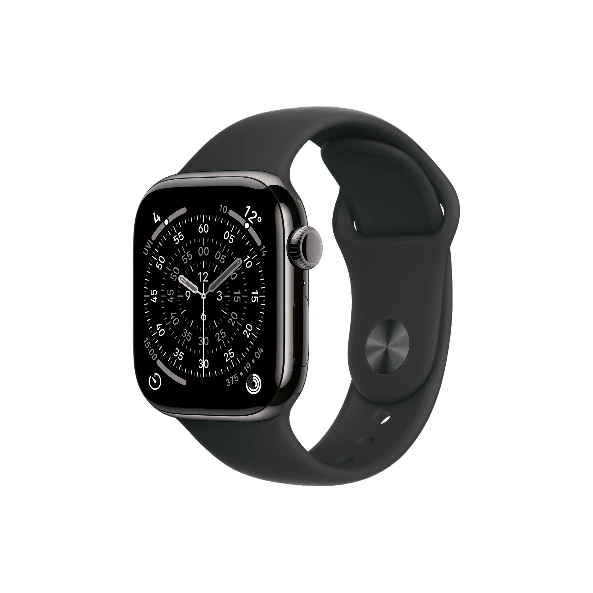 Apple Watch Series 11 GPS+Cellular with Black Sport Band - M/L (42mm Retina LTPO3 OLED Display, Slate Titanium Case)