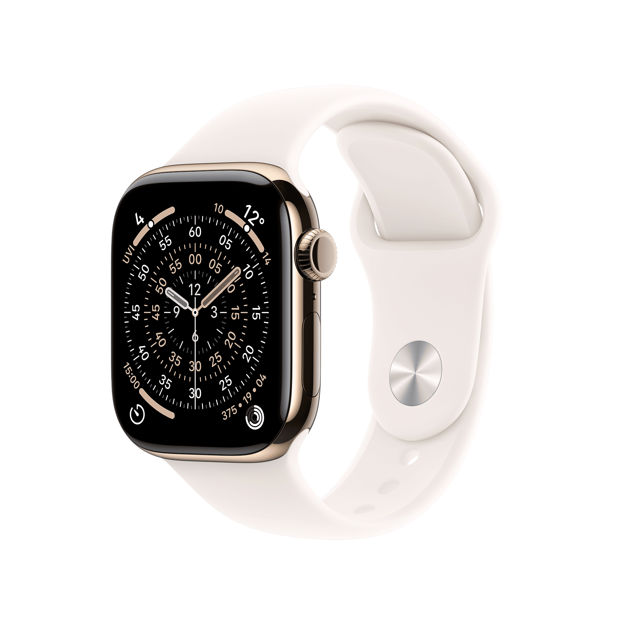 Apple Watch Series 11 GPS+Cellular with Light Blush Sport Band - M/L (42mm Retina LTPO3 OLED Display, Gold Titanium Case)