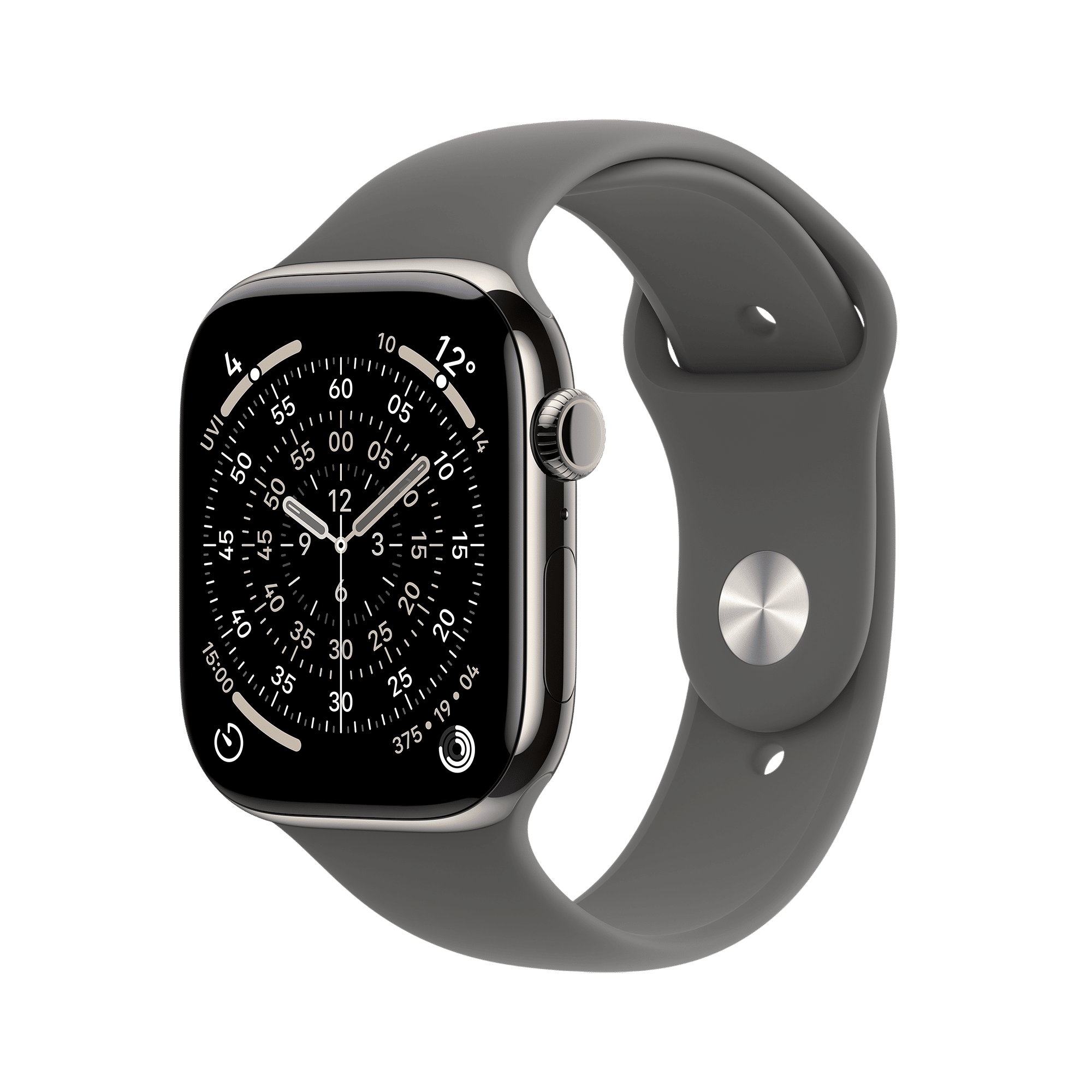 Apple Watch Series 11 GPS+Cellular with Stone Grey Sport Band - S/M (46mm Retina LTPO3 OLED Display, Natural Titanium Case)