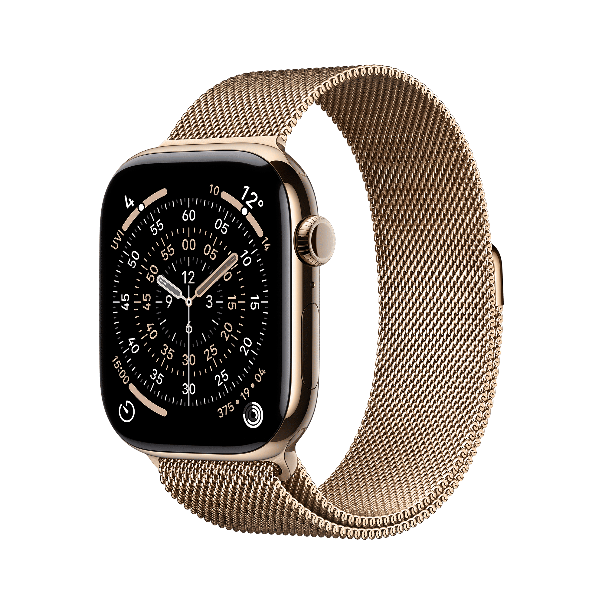 Apple Watch Series 11 GPS+Cellular with Gold Milanese Loop - M/L (46mm Retina LTPO3 OLED Display, Gold Titanium Case)
