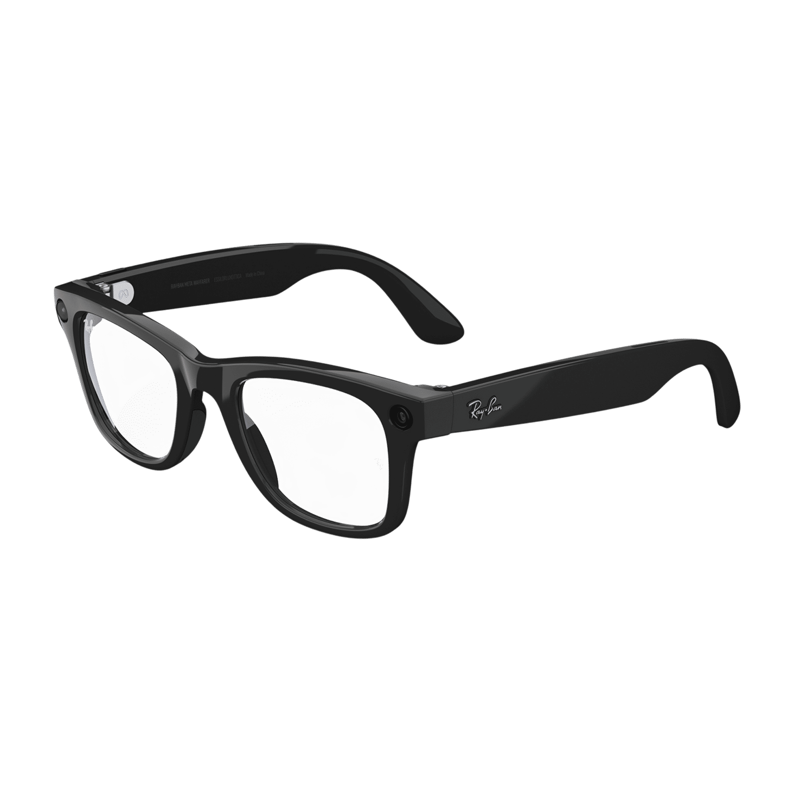 Ray-Ban Meta Wayfarer (Gen 1) AI Smart Glasses for Men, Women (12MP Ultra-Wide Camera, AI Voice Assistant, Open-ear Audio, Live Translation, Clear Polarised Lenses, Large, Shiny Black)