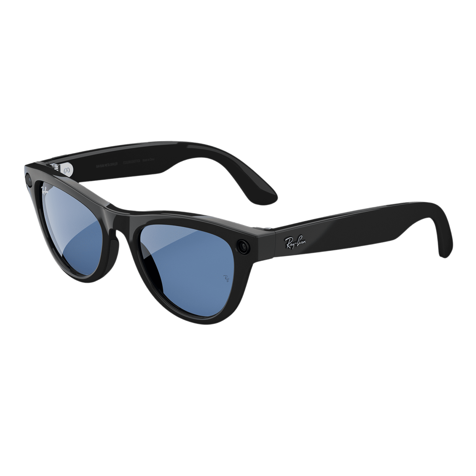 Ray-Ban Meta Skyler (Gen 1) AI Smart Glasses for Men, Women (12MP Ultra-Wide Camera, Meta AI, Open-ear Audio, Live Translation, Blue Polarised Lenses, Standard, Shiny Black)
