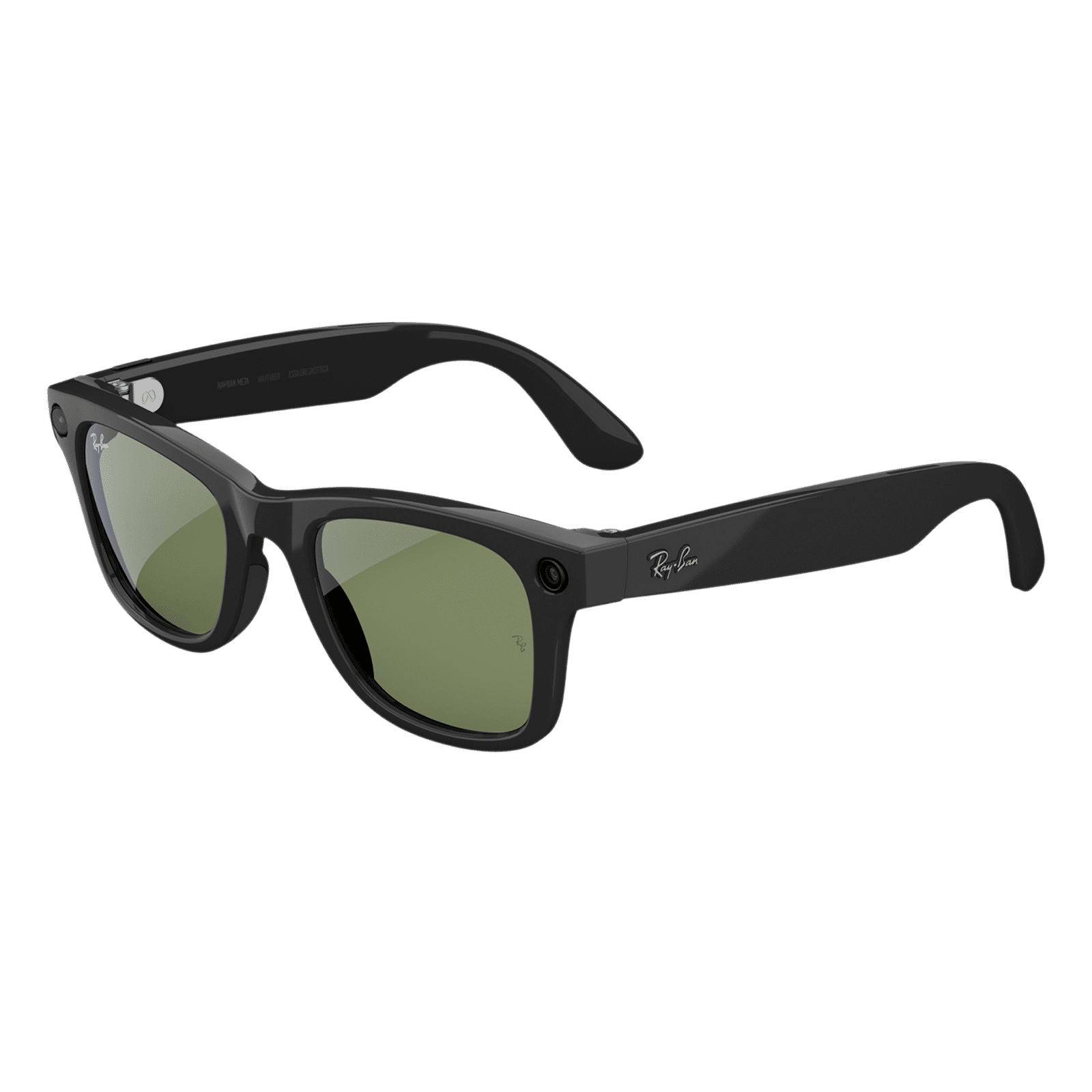Ray-Ban Meta Wayfarer (Gen 2) AI Smart Glasses for Men, Women (12MP Ultra-Wide Camera, AI Voice Assistant, Open-ear Audio, Live Translation, Green Lenses, Standard, Shiny Black)