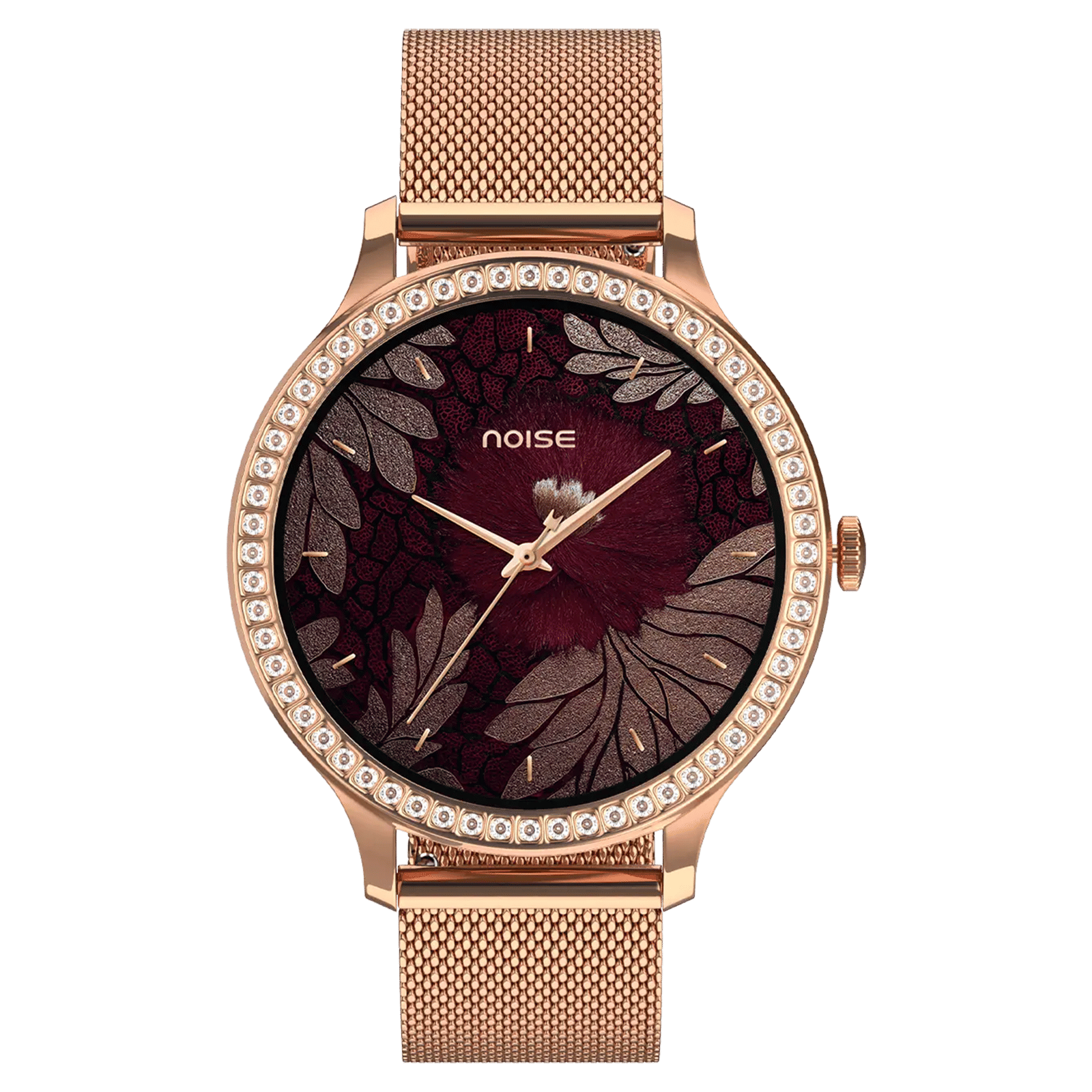 noise NoiseFit Diva Araya Smartwatch with Bluetooth Calling (32.51mm AMOLED Display, IP67 Dust & Water Resistance, Rose Gold Link Strap)