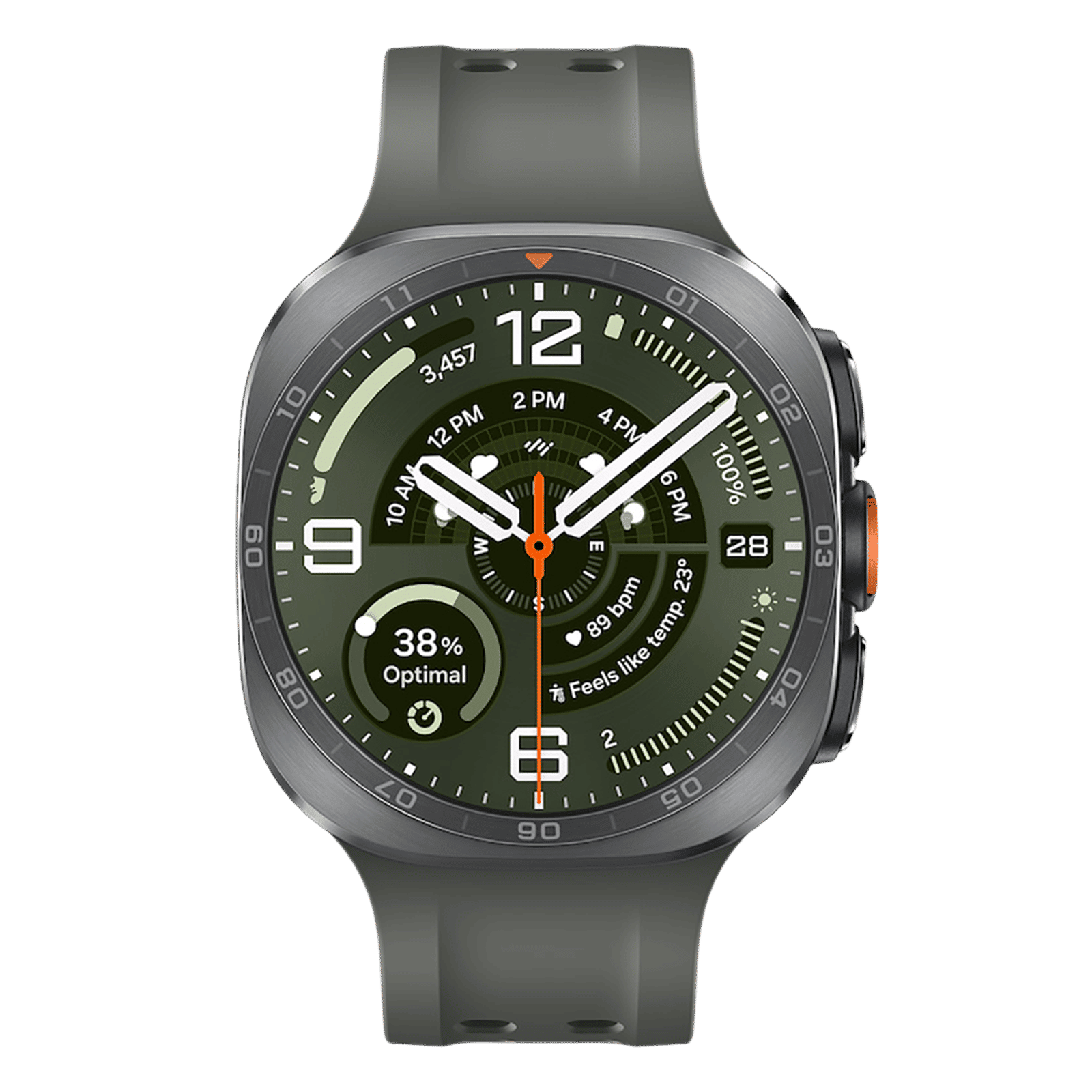 SAMSUNG Galaxy Watch Ultra2 Wi-Fi+4G SIM Wear OS Smartwatch (38.5mm Super AMOLED Display, Snapdragon Wear Elite Processor, Dual Frequency GPS, Olive Marine Strap)