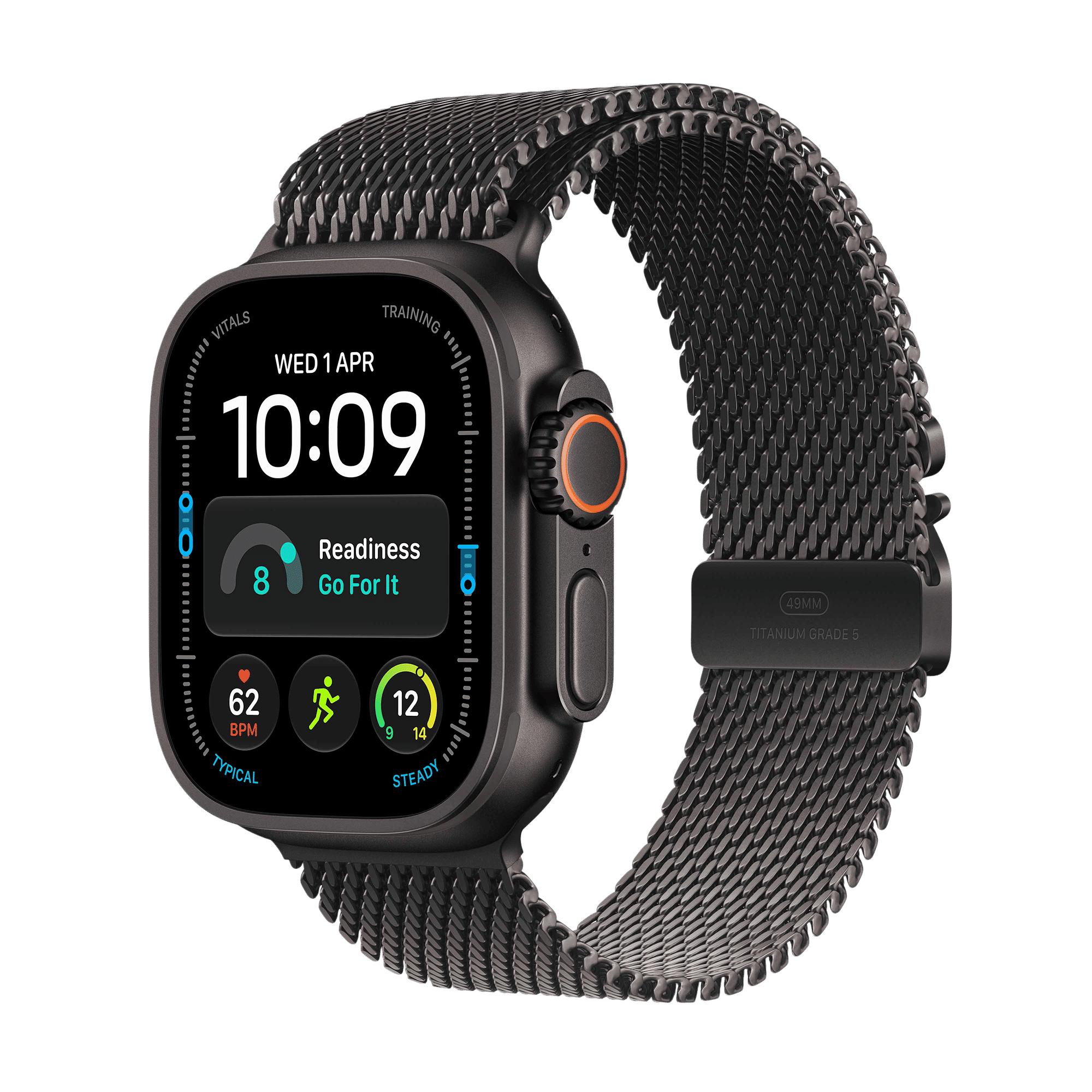 Apple Watch Ultra 4 GPS+Cellular with Black Titanium Milanese Loop - S (49mm Retina LTPO3 OLED Display, Black Titanium Case)
