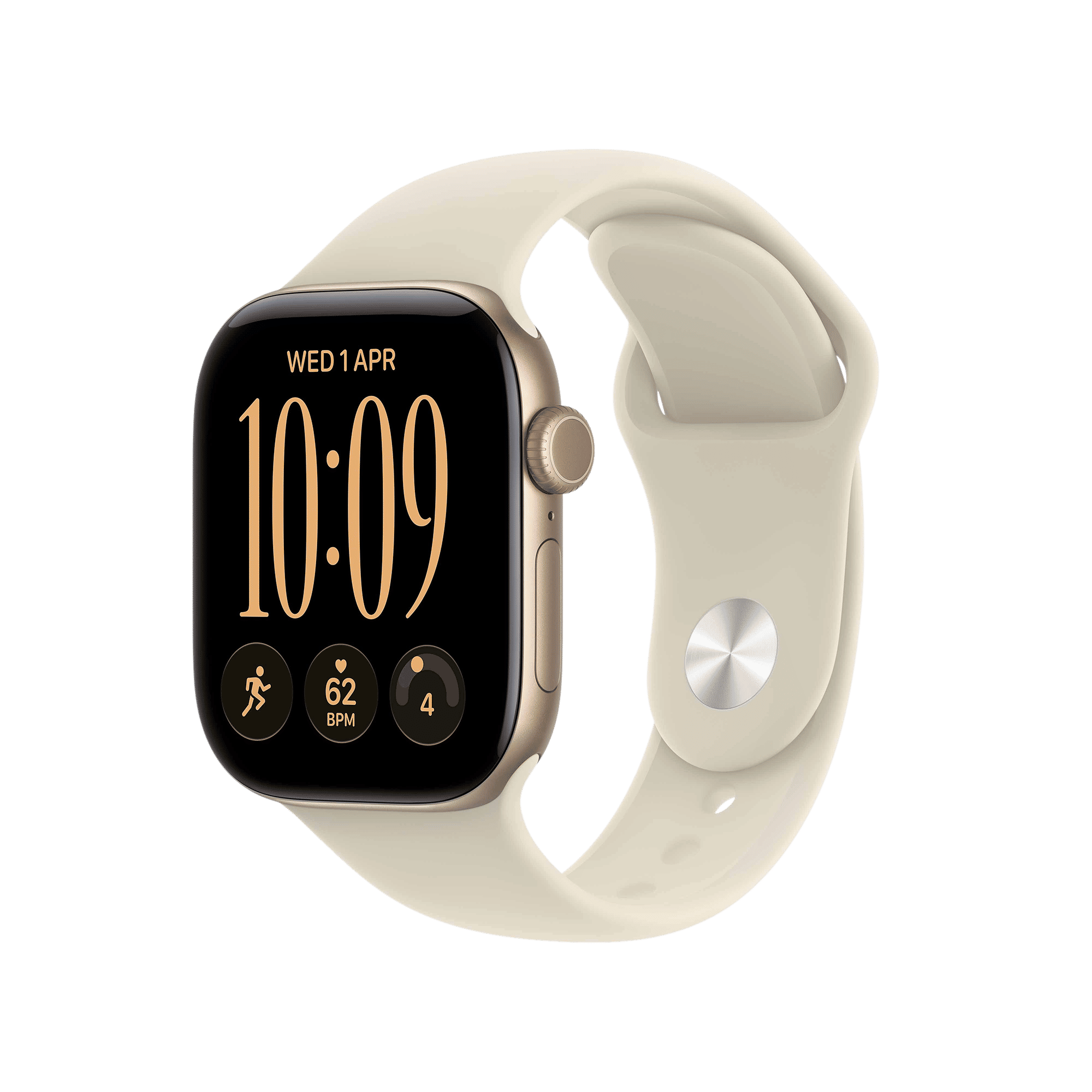 Apple Watch Series 12 GPS+Cellular with Sand Sport Band - S/M (42mm Retina LTPO3 OLED Display, Light Gold Aluminium Case)