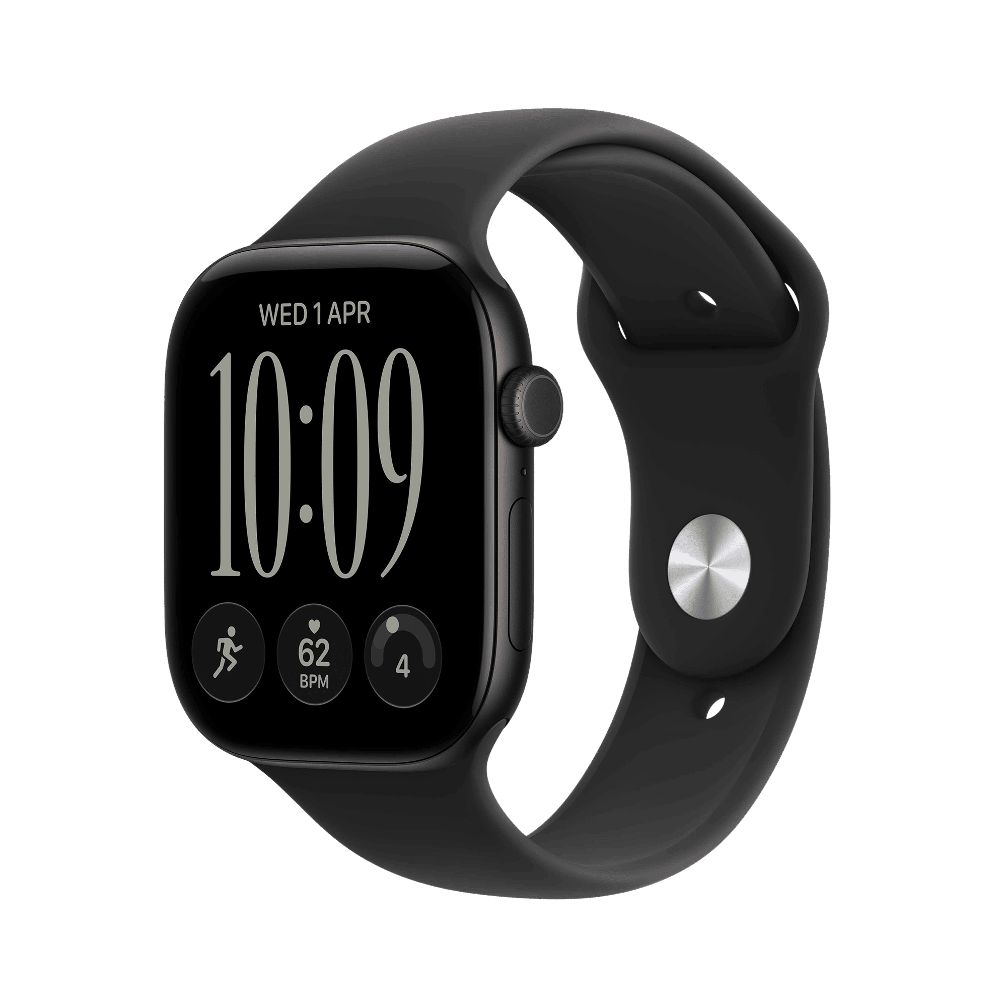 Apple Watch Series 12 GPS with Black Sport Band - M/L (46mm Retina LTPO3 OLED Display, Black Aluminium Case)