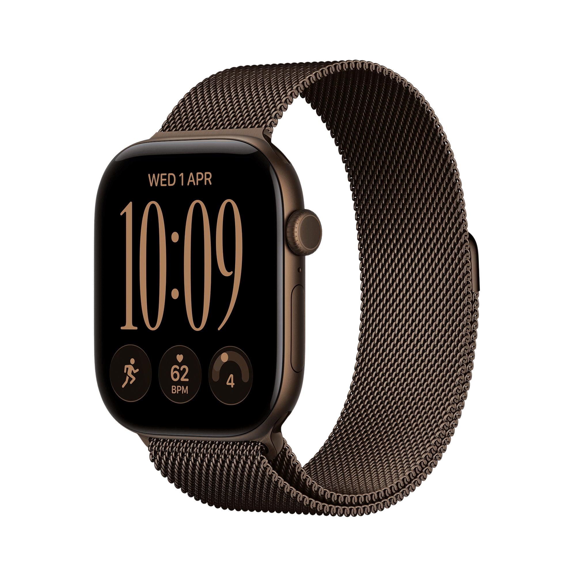 Apple Watch Series 12 GPS+Cellular with Dark Bronze Milanese Loop - M/L (46mm Retina LTPO3 OLED Display, Dark Bronze Aluminium Case)