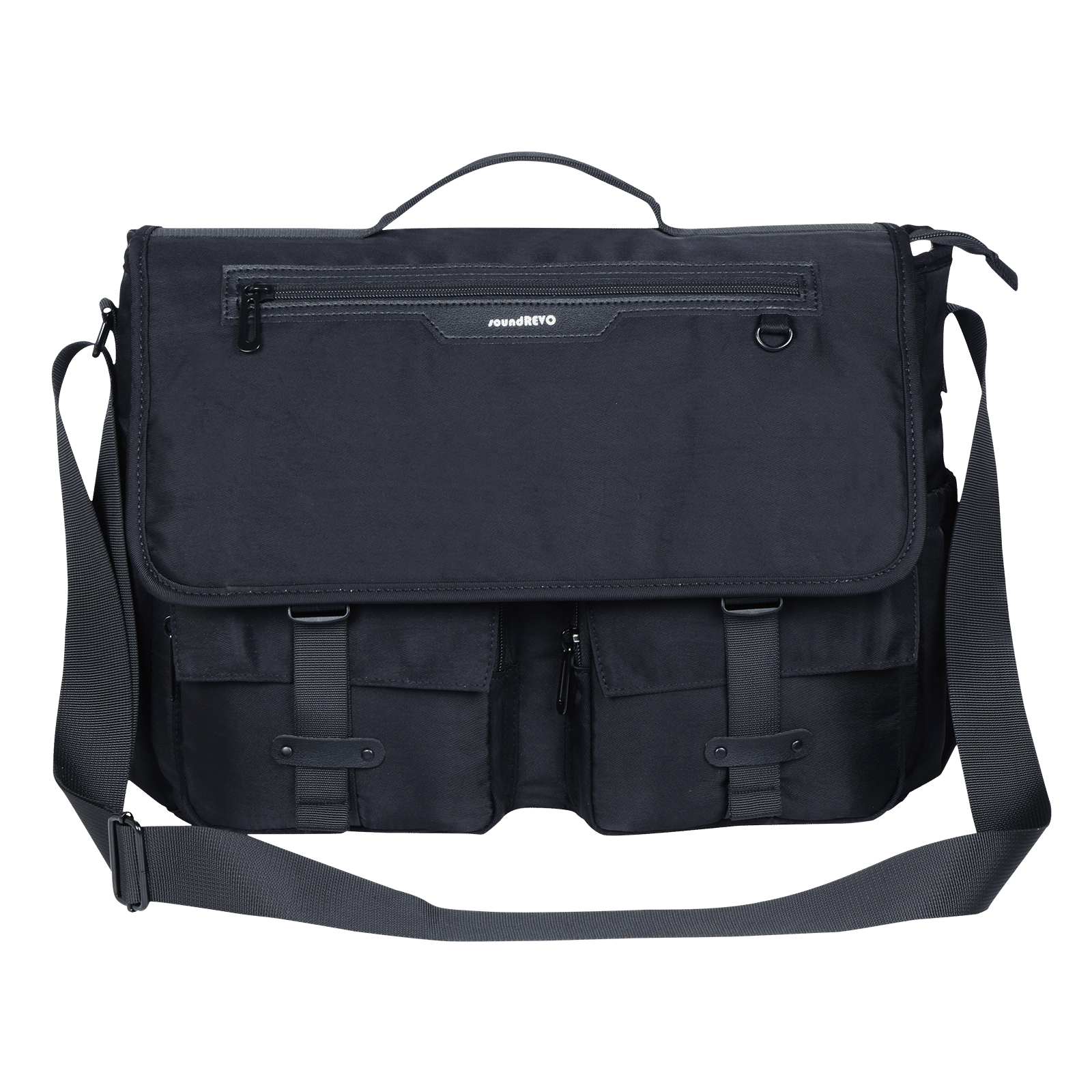 Soundrevo Polyester Messenger Bag for 15.6 Inch Laptop (21 L, Water Resistant, Black)