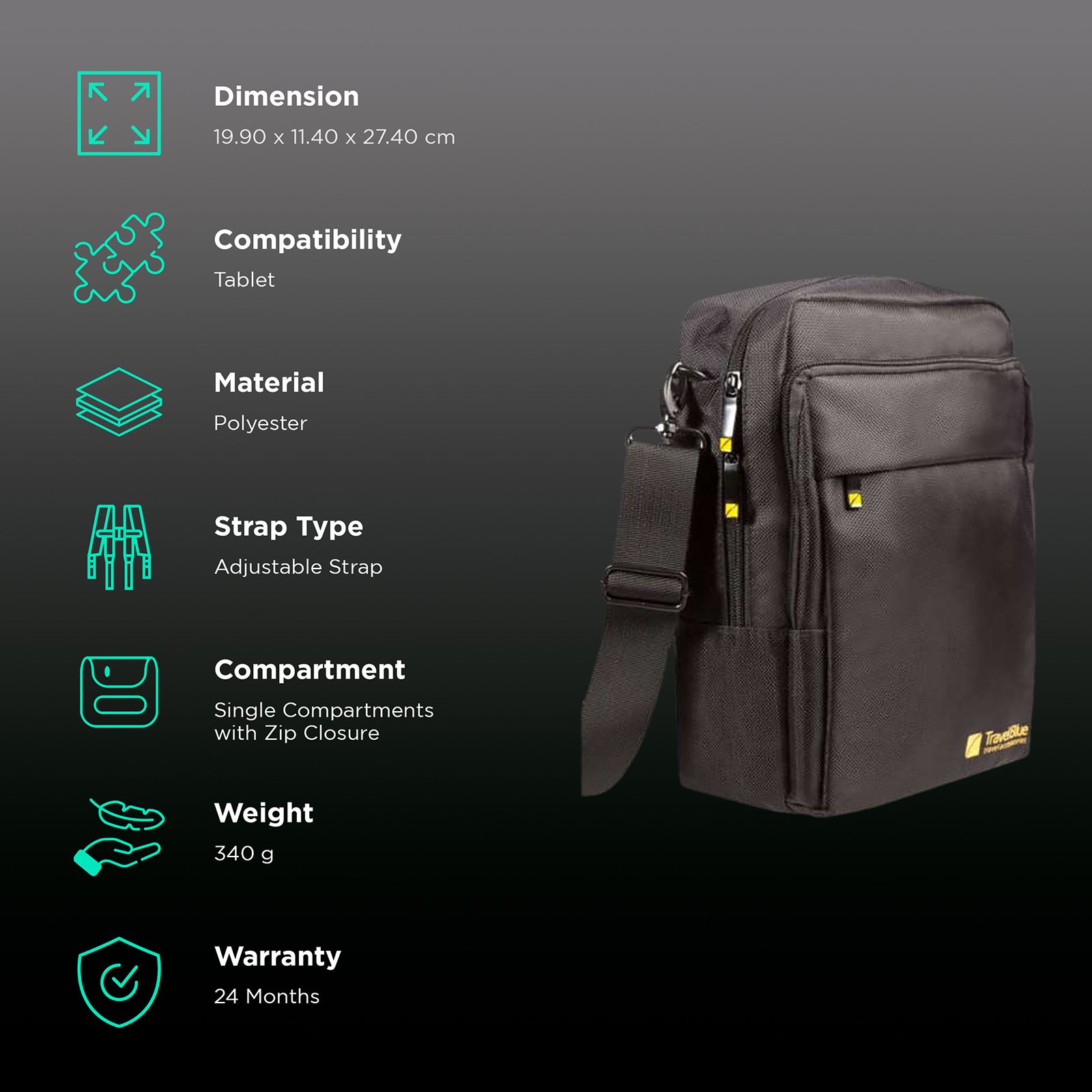 Buy Travel Blue Polyester Executive Bag (TB-811, Black) Online Croma