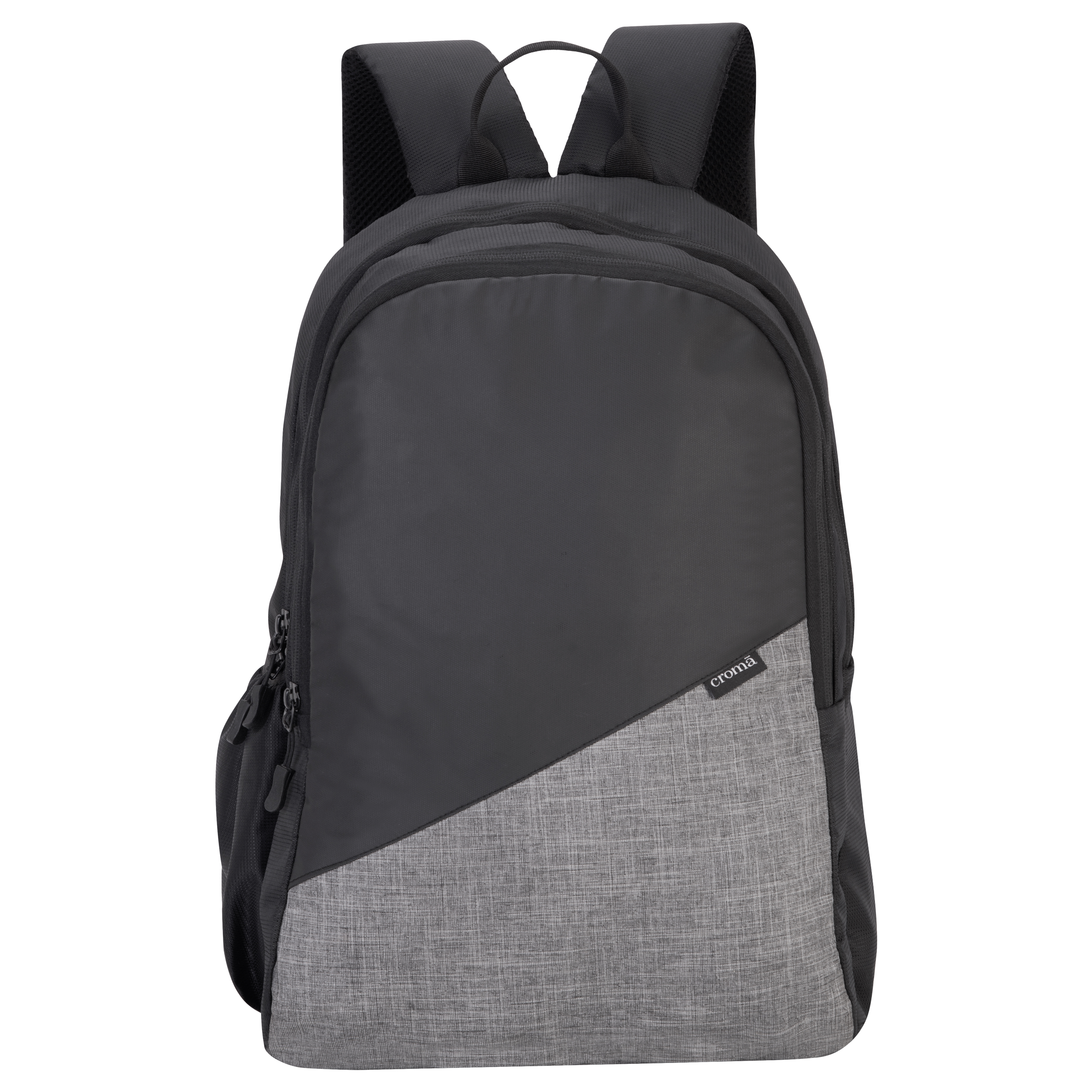Croma Polyester Laptop Backpack (30 L, 2 Spacious Compartments, Grey and Black)