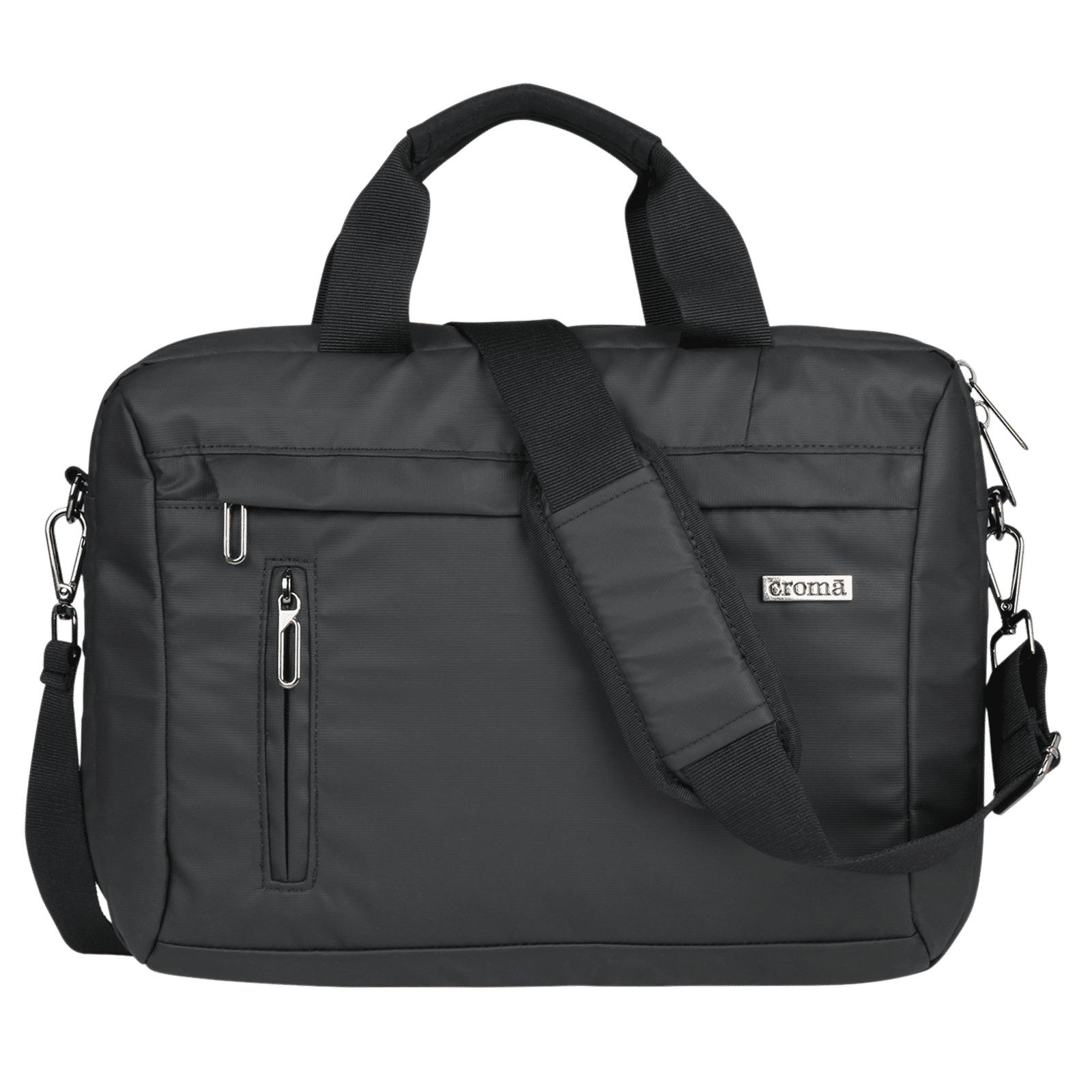 Croma Polyurethane Laptop Sling Bag for 14 Inch Laptop (Adjustable Shoulder Strap, Black)