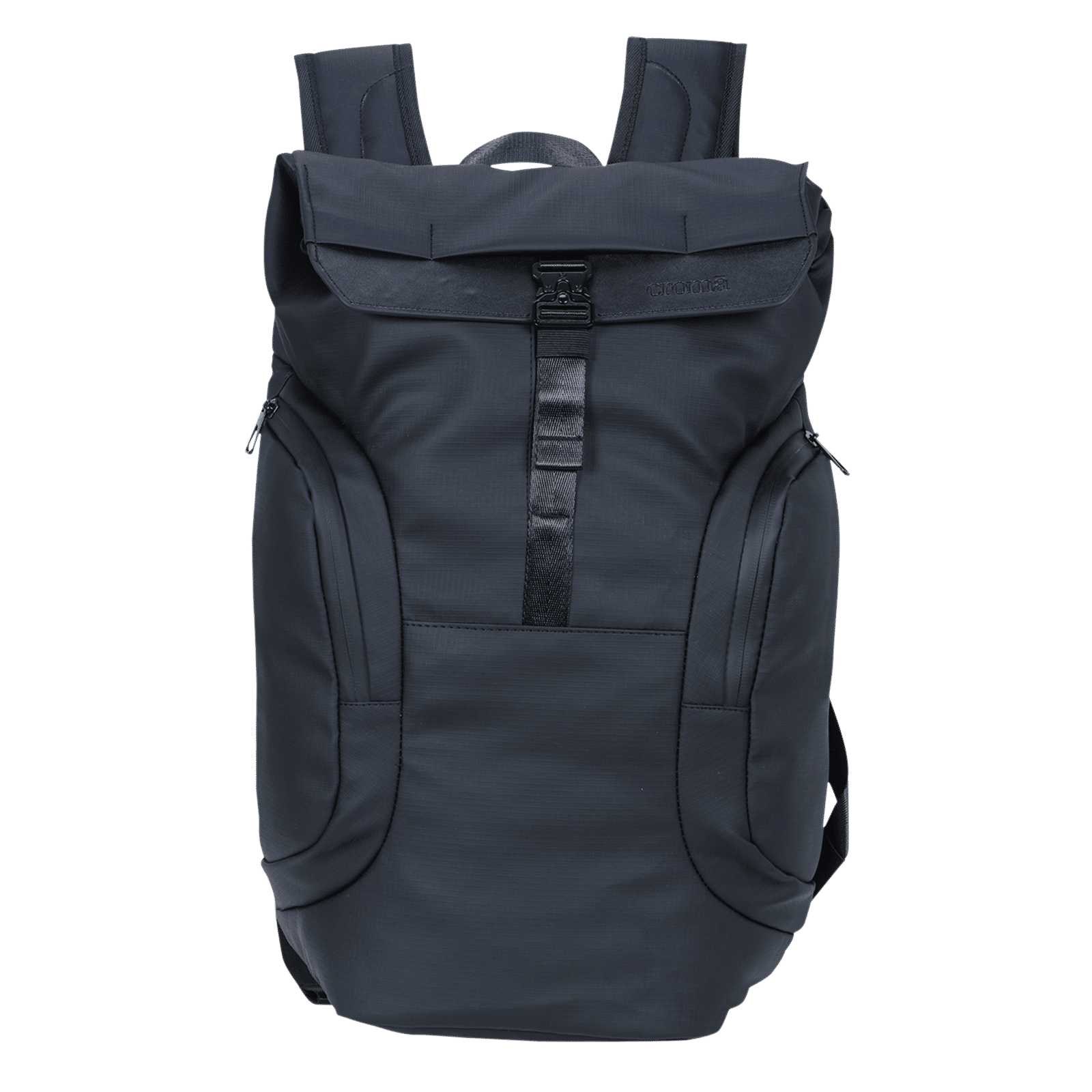 Croma Coated Polyester & Fabric Laptop Backpack for 15.6 Inch Laptop (28 L, Trolley Strap, Black)