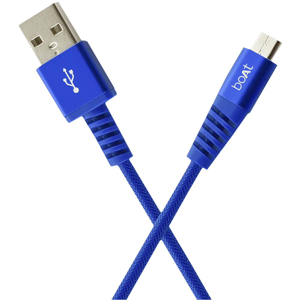 boAt Rugged 700 V3 Type A to Micro USB 4.9 Feet (1.5M) Cable (Tangle-free Design, Blue)