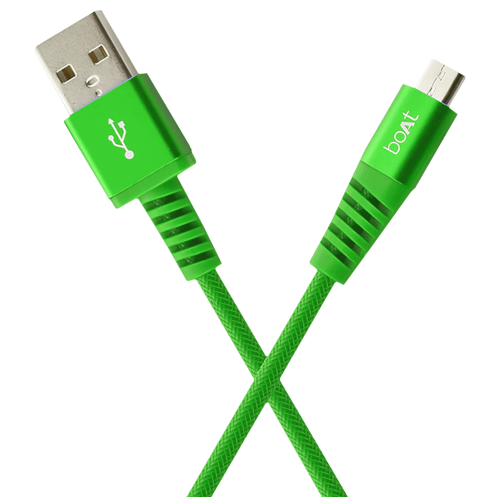 boAt Rugged 700 V3 Type A to Micro USB 4.9 Feet (1.5M) Cable (Tangle-free Design, Green)