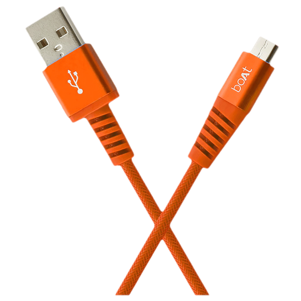 boAt Rugged 700 V3 Type A to Micro USB 4.9 Feet (1.5M) Cable (Tangle-free Design, Orange)