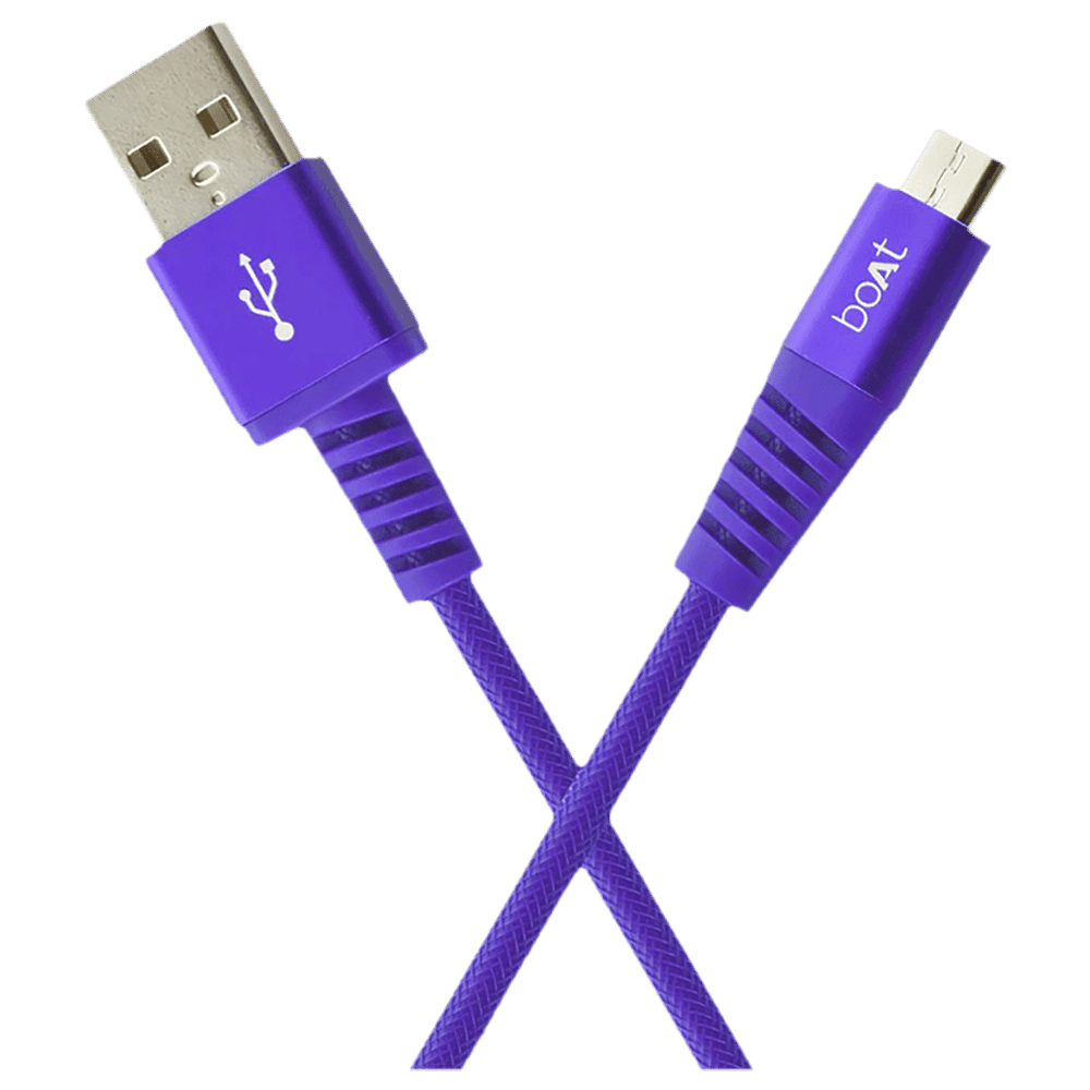 boAt Rugged 700 V3 Type A to Micro USB 4.9 Feet (1.5M) Cable (Tangle-free Design, Purple)