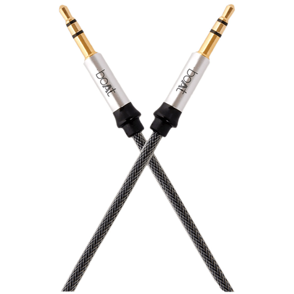 boAt Aux 500 3.5mm Aux to 3.5mm Aux 4.9 Feet (1.5M) Cable (Dual Shielding, Grey)