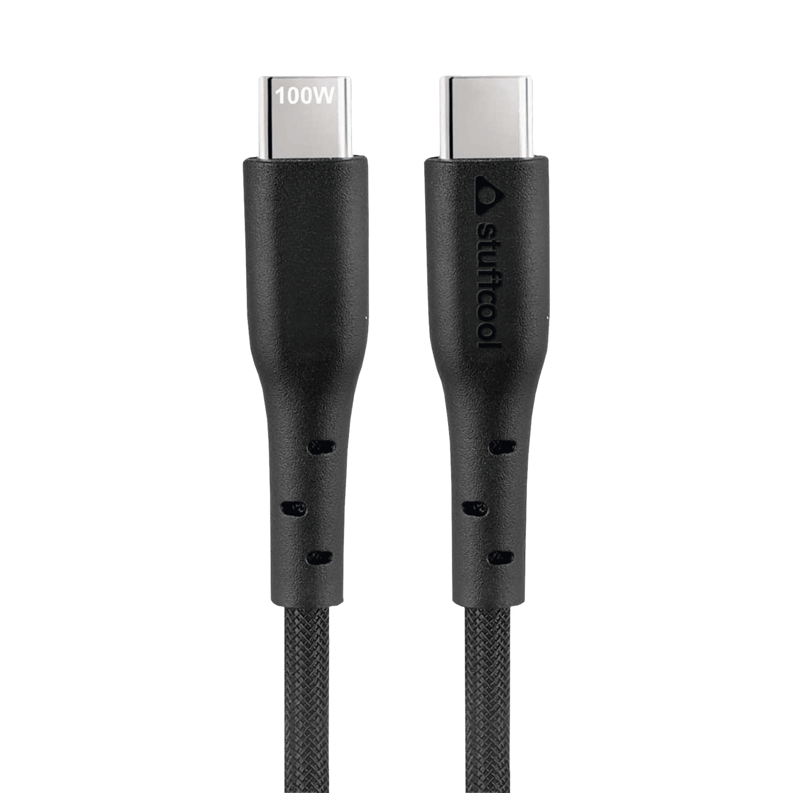 Stuffcool Centum Type C to Type C 3.9 Feet (1.2M) Cable (Tangle-free Design, Black)