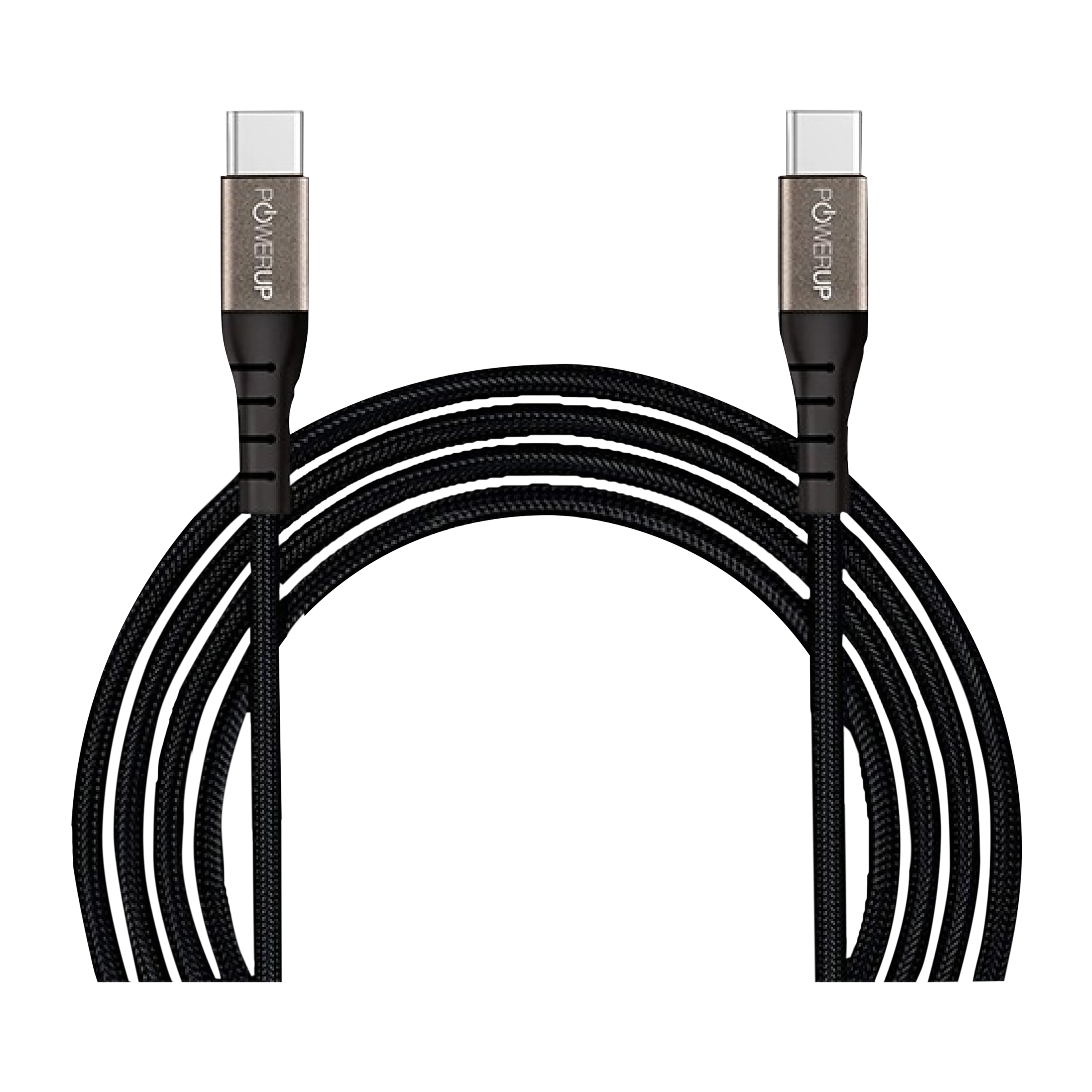 POWERUP Type C to Type C 4.9 Feet (1.5M) Cable (Reversible Design, Black)