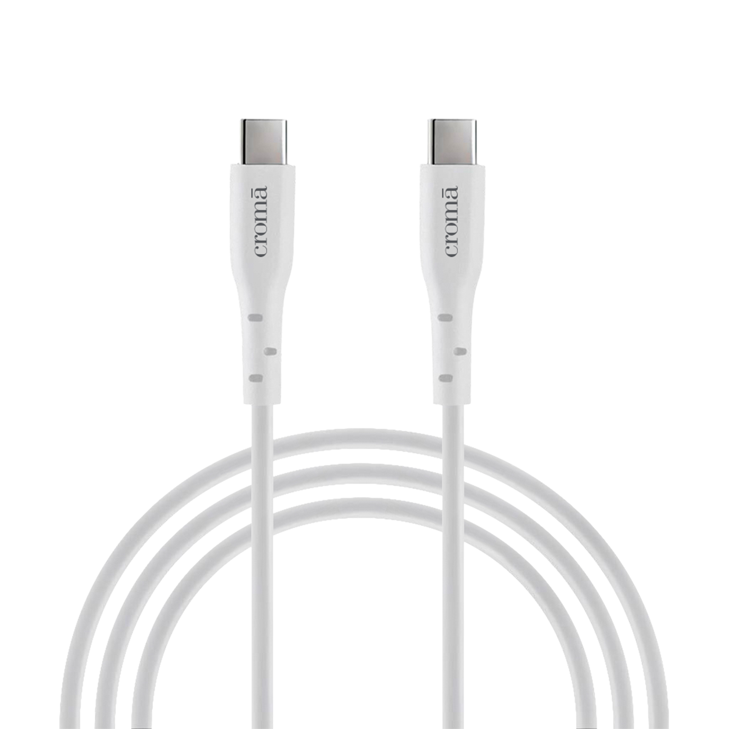 Croma Type C to Type C 6.6 Feet (2M) Cable (In-Built E-Mark Chip, White)