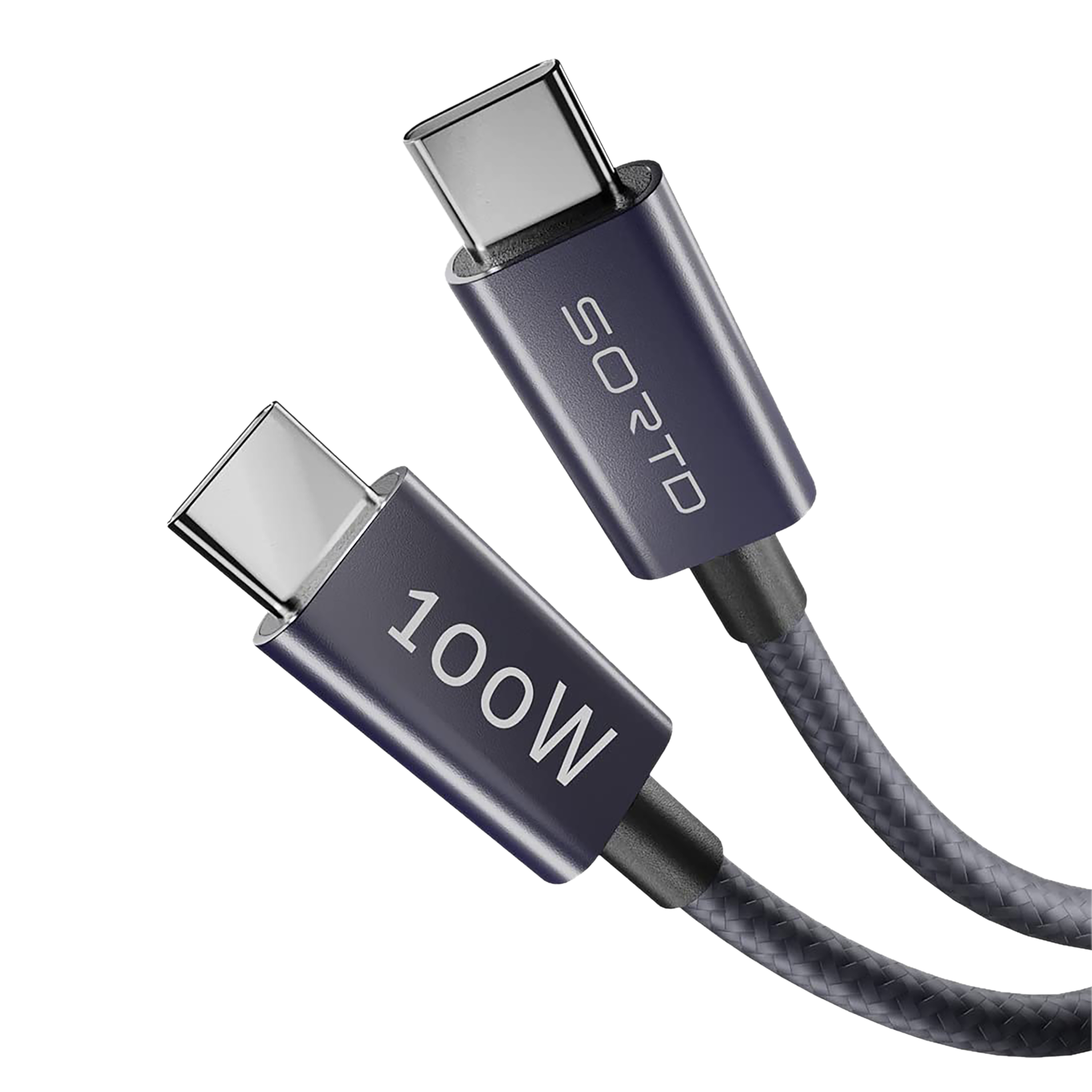 Sortd Type C to Type C 3.3 Feet (1M) Cable (In-Build Smart E Marker Chip, Grey)-image-30