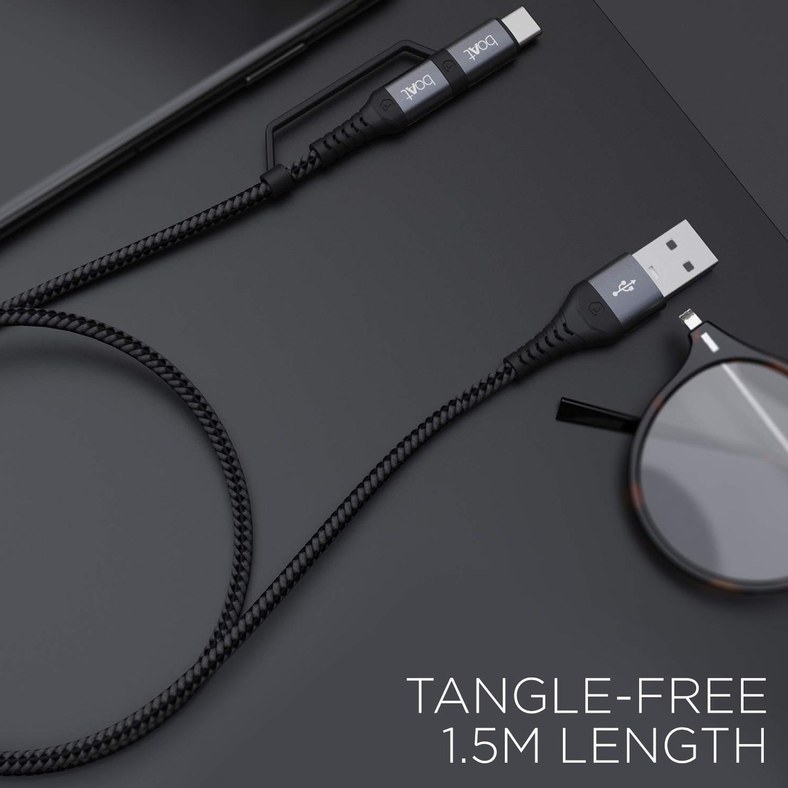 boAt Type C A420 Mercurial Black Data Cable