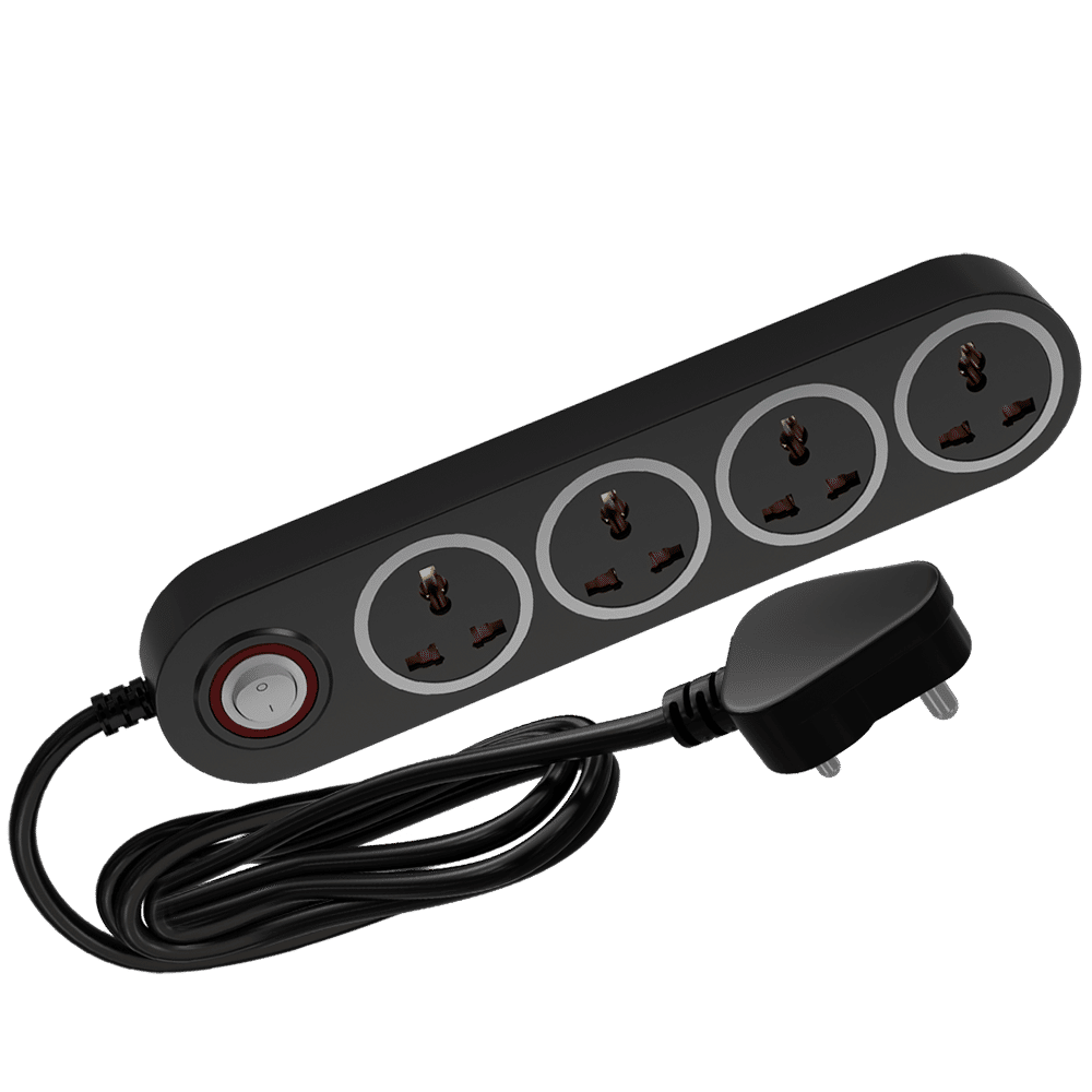 Crompton Powerbox Alpha BX 6 Amps 4 Sockets Extention Board (2 Meters, Single Power Switch, LEDPBALPHABX, Black)