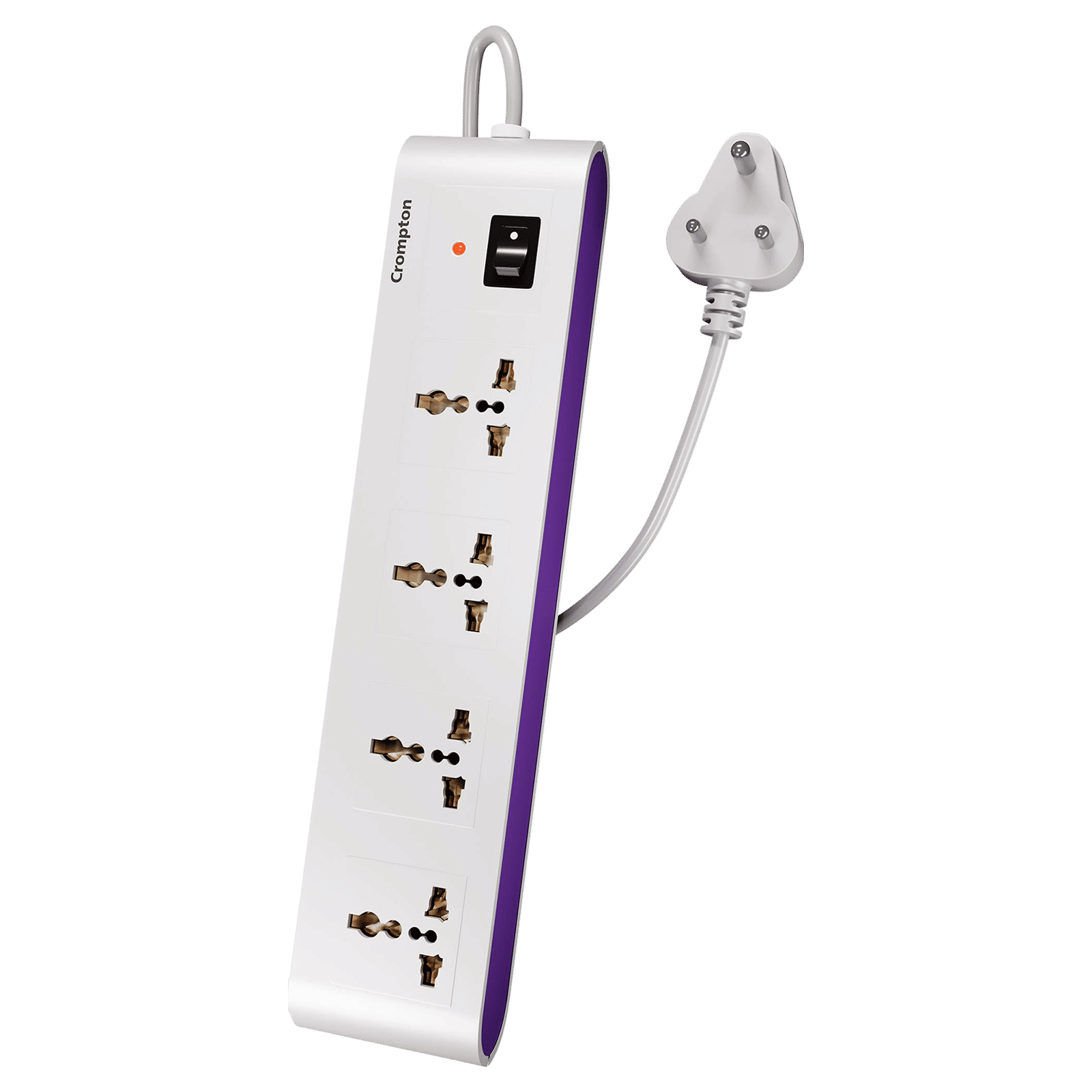 Crompton Powerbox Alpha S 6 Amps 4 Sockets Extention Board (2 Meters, Single Power Switch, LEDPBALPHAS, White)