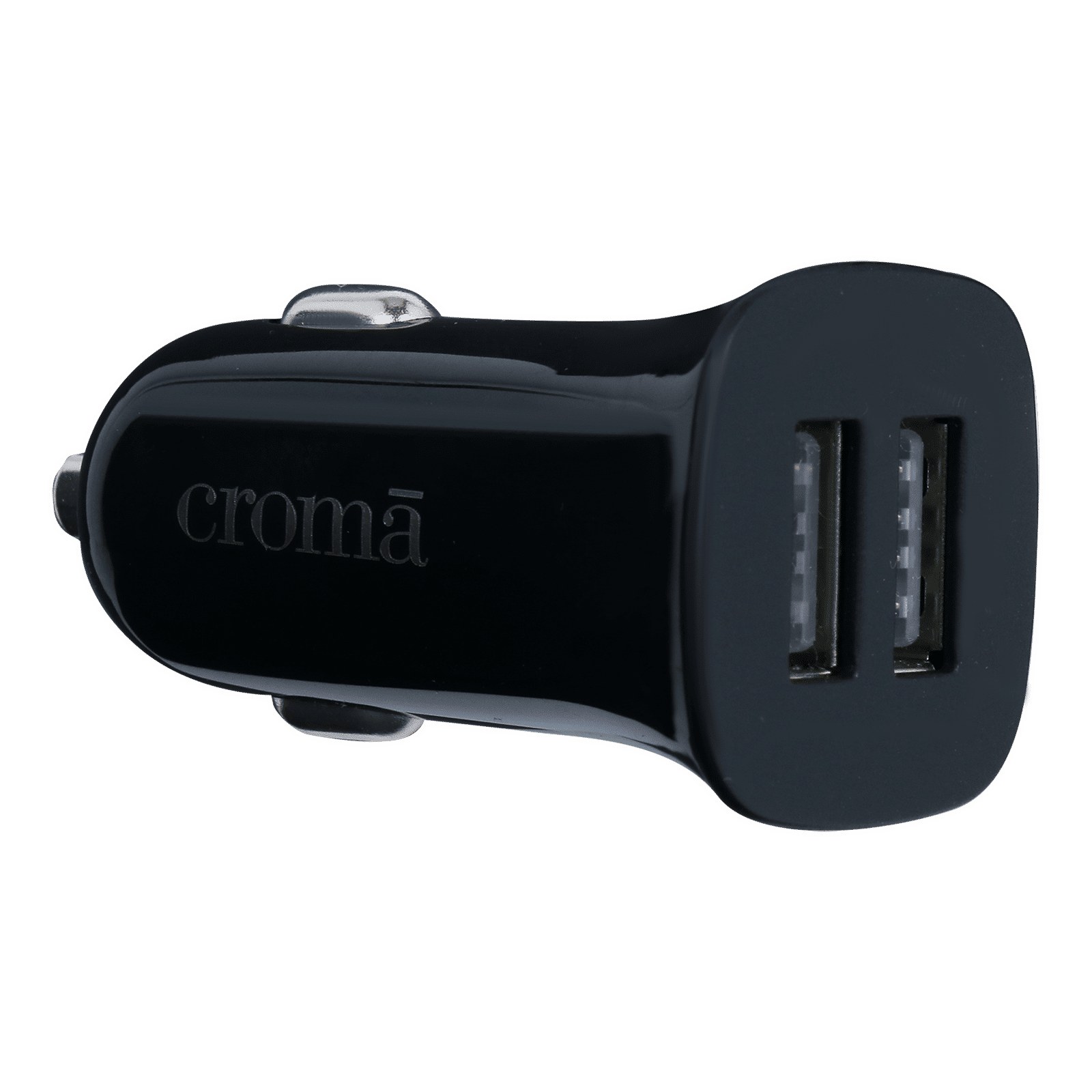 Croma 12 Watts 2 USB Ports Car Charging Adapter (Overcharging Protection, Black)
