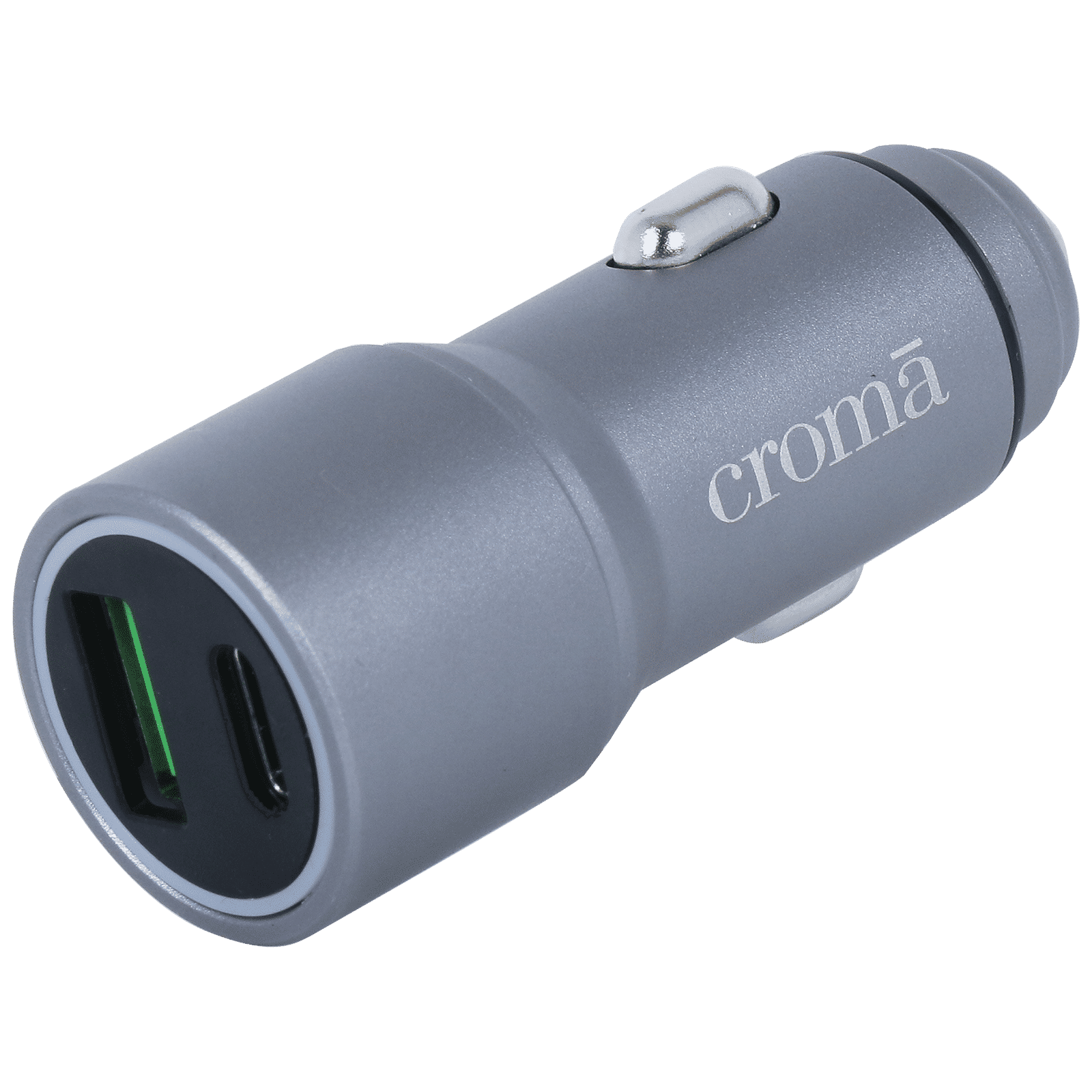 Croma 38 Watts Type A and Type C 2-Port Car Charger (Quick Charge 3.0, Grey)
